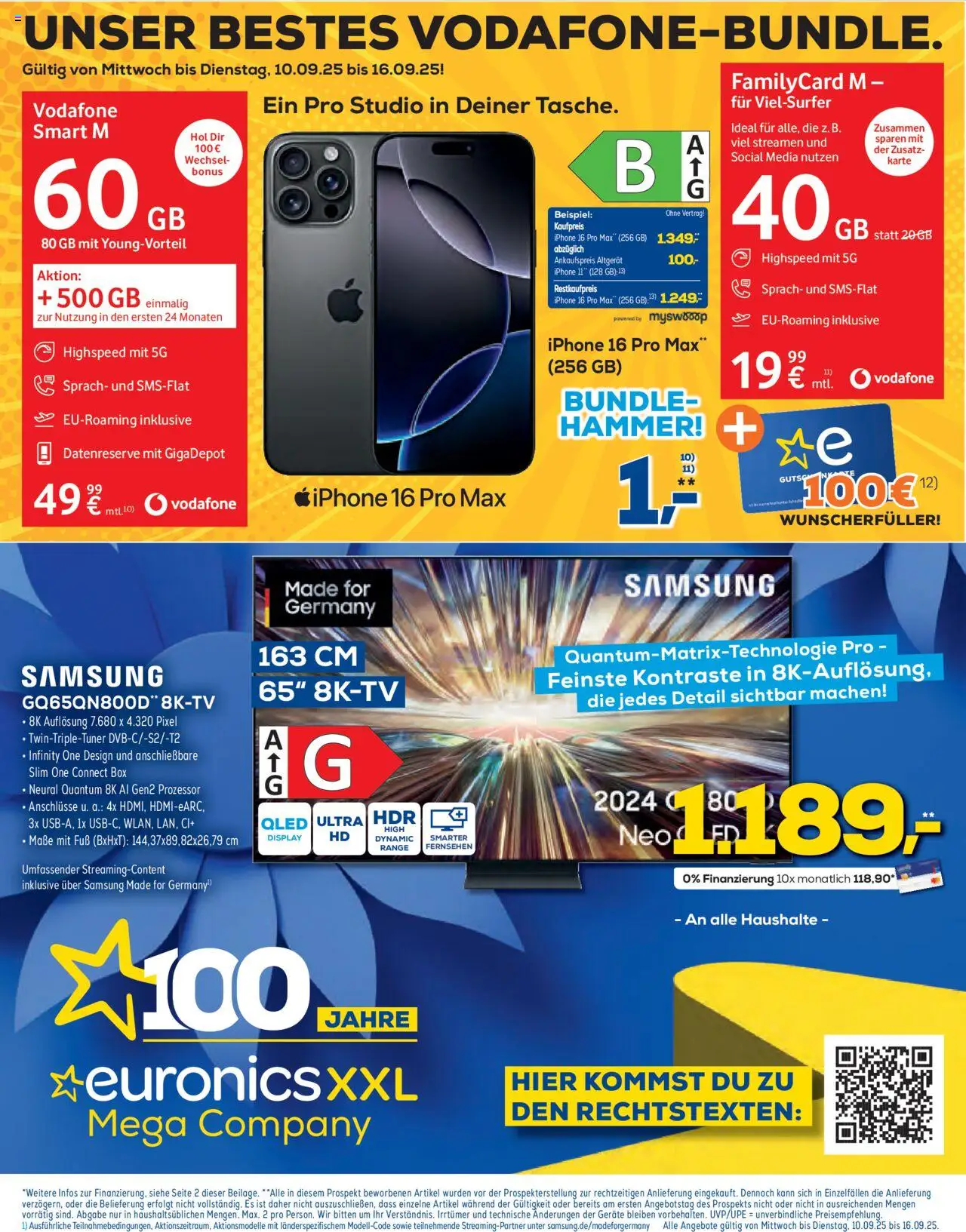 Euronics Prospekt 	 – gültig ab 10.09.2025 | Seite: 1 | Produkte: Box, Fernsehen, Samsung, Iphone
