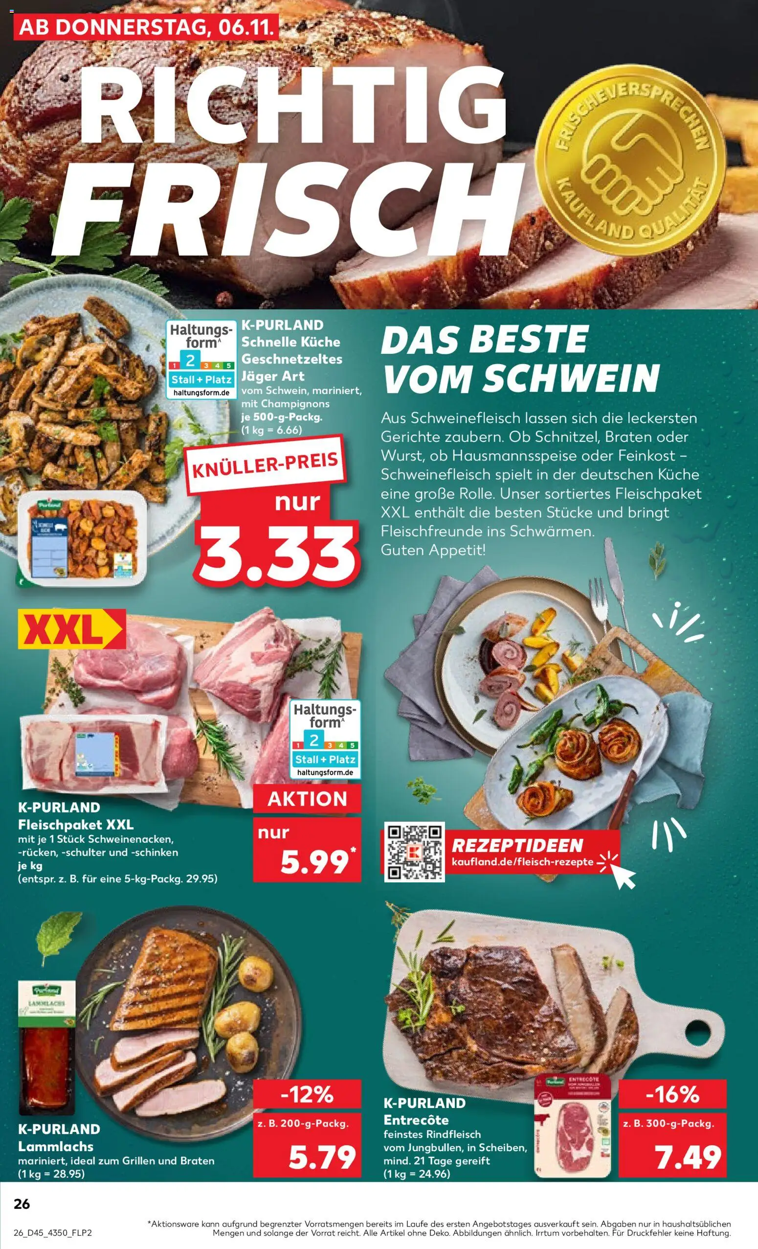 Kaufland prospekt Frankfurt (Oder)	 – gültig ab 06.11.2025 | Seite: 26 | Produkte: Küche, Entrecote, Schinken, Rindfleisch