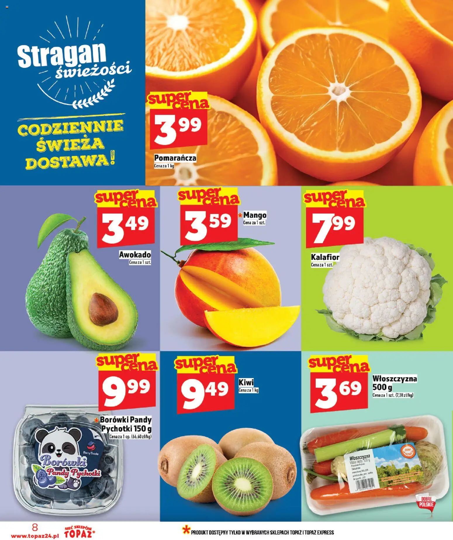Topaz Gazetka - Ceny małe na stałe od 26.02.2026 | Strona: 8 | Produkty: Mango, Kalafior, Kiwi, Awokado