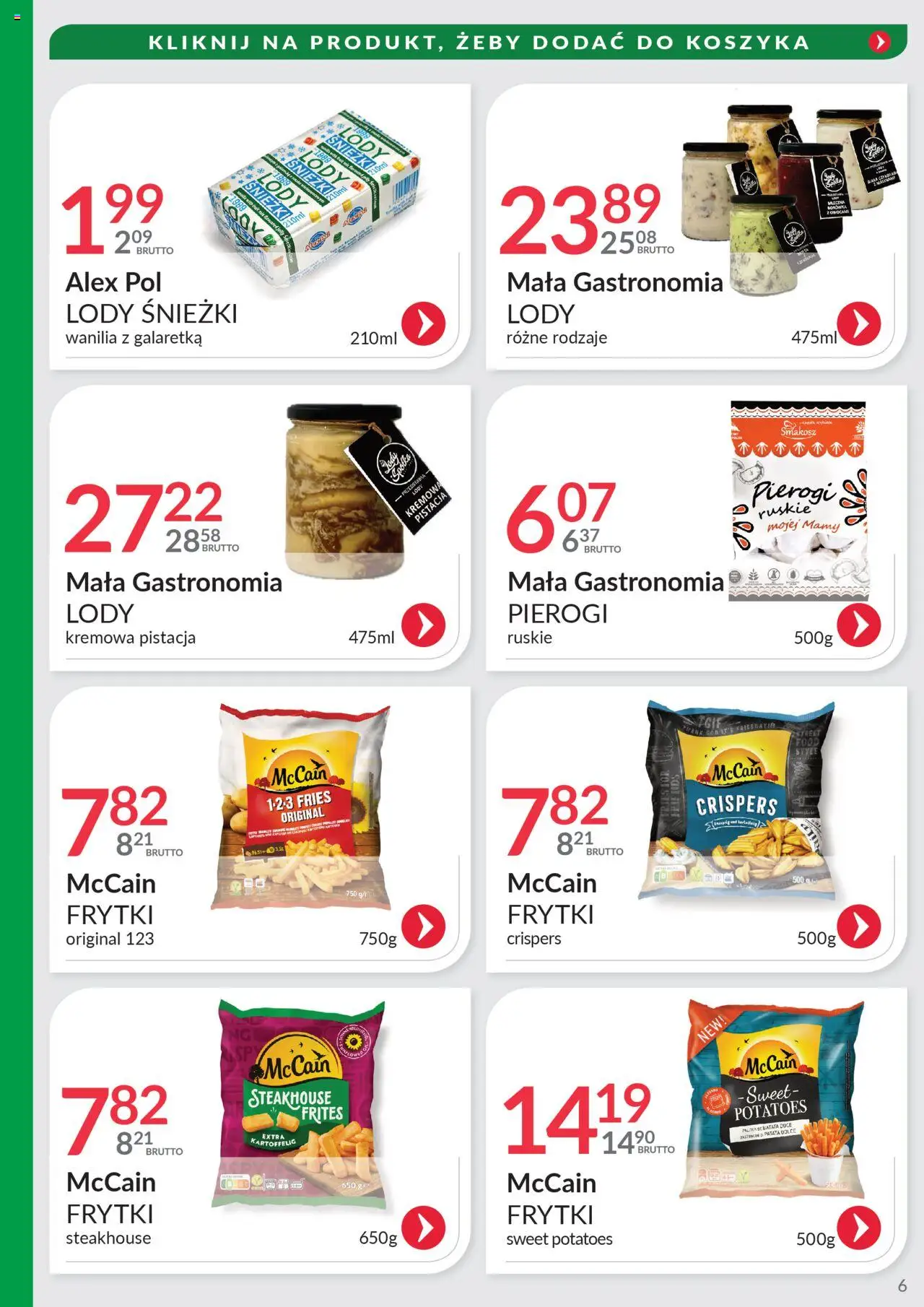 Eurocash Gazetka - Oferta Południe od 07.09.2025 | Strona: 6 | Produkty: Galaretka, Pierogi, Frytki, Lody
