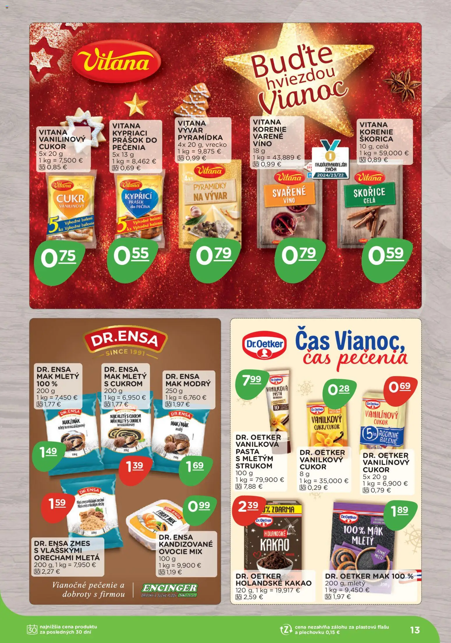 Nové Terno akcie – leták je platný od 10.11.2025 | Strana: 13 | Produkty: Víno, Vanilkový cukor, Cukor, Kakao