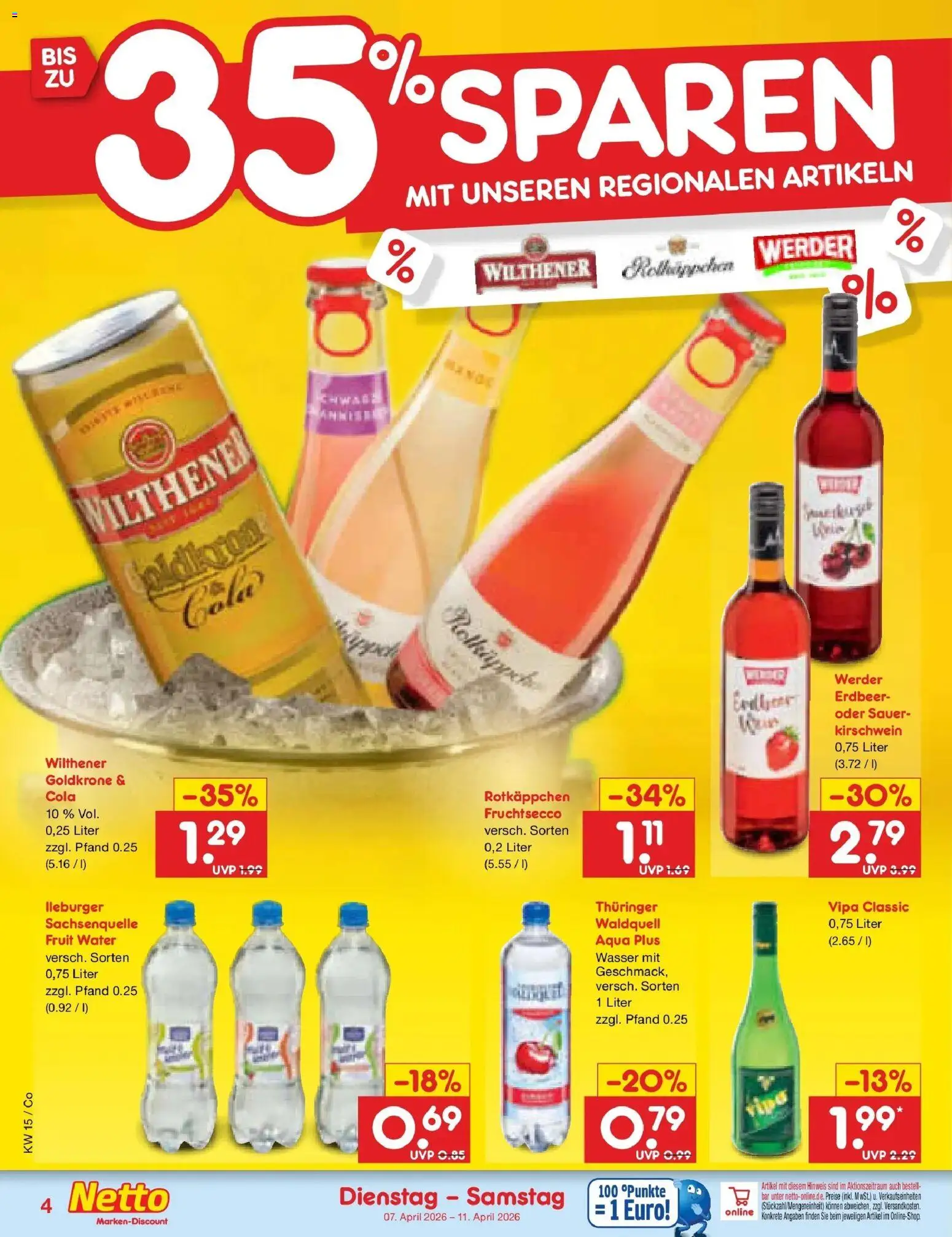 Netto Marken-Discount Prospekt Bitterfeld-Wolfen	 – gültig ab 05.04.2026 | Seite: 27 | Produkte: Cola, Wilthener, Fruchtsecco, Wasser