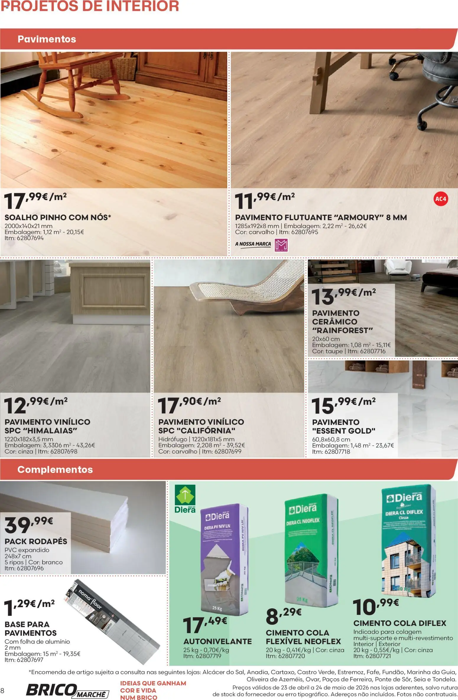 BricoMarché F06 - Folheto Catálogo Projetos de Interior │ válido de 23.04.2026 | Página: 8 | Produtos: Pavimento cerâmico, Base, Cimento