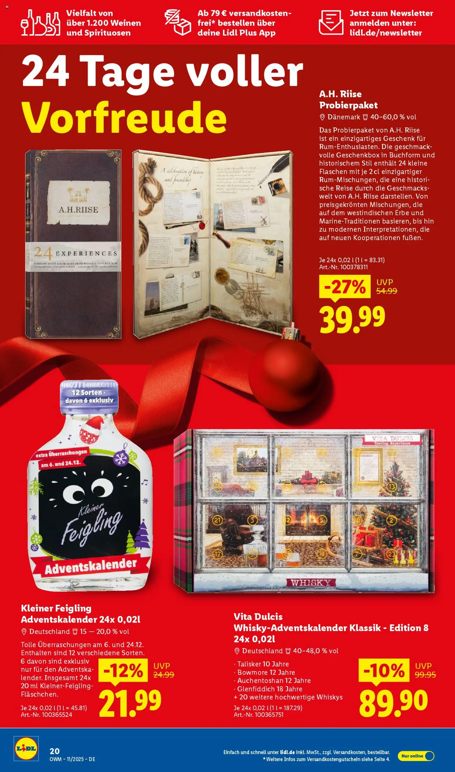 Lidl - Prospekt – gültig ab 01.11.2025 | Seite: 20 | Produkte: Whisky, Kleiner feigling, Rum