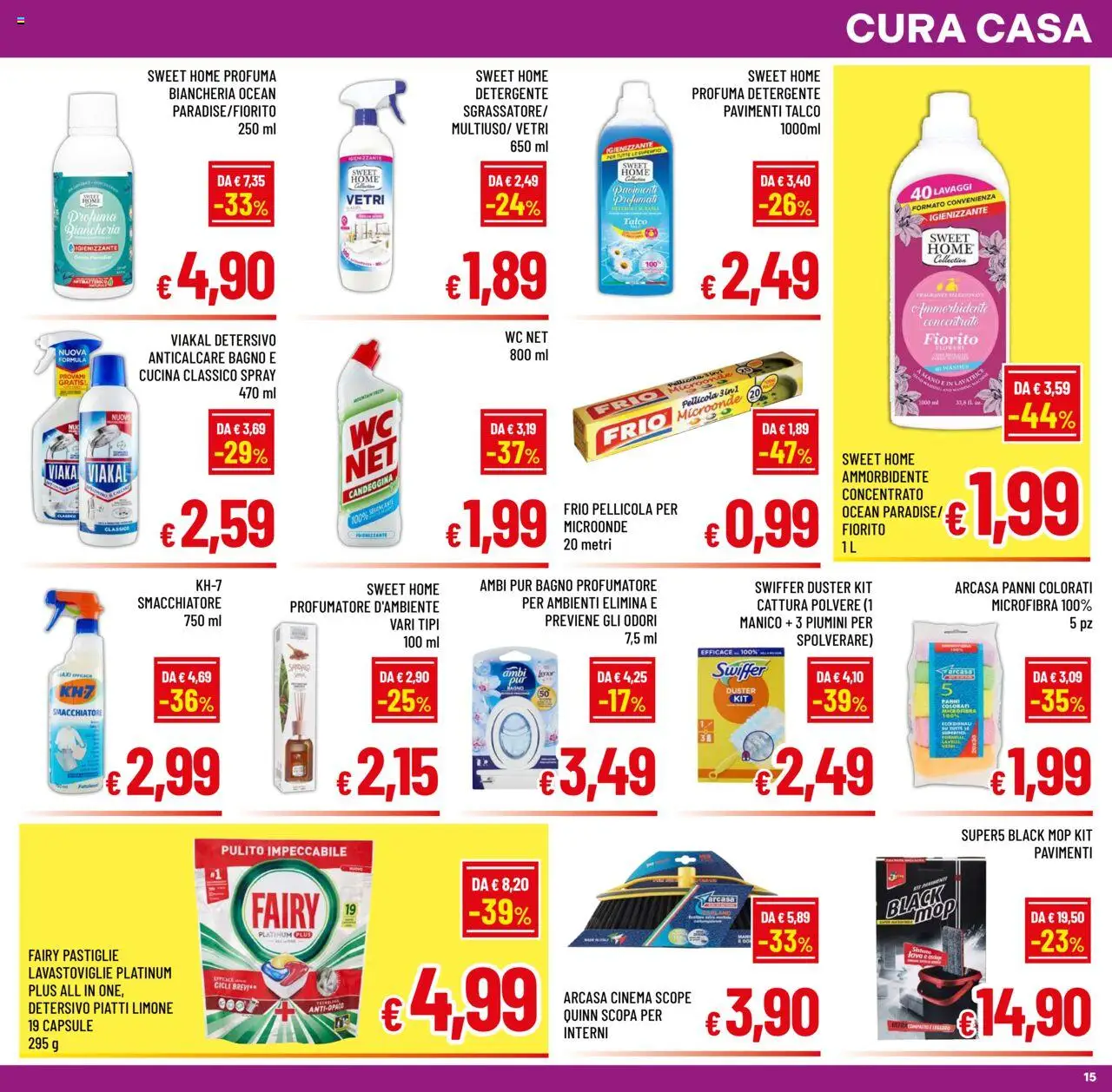 Volantino A&O del 20.08.2025 | Pagina: 15 | Prodotti: Smacchiatore, Anticalcare, Scopa, WC