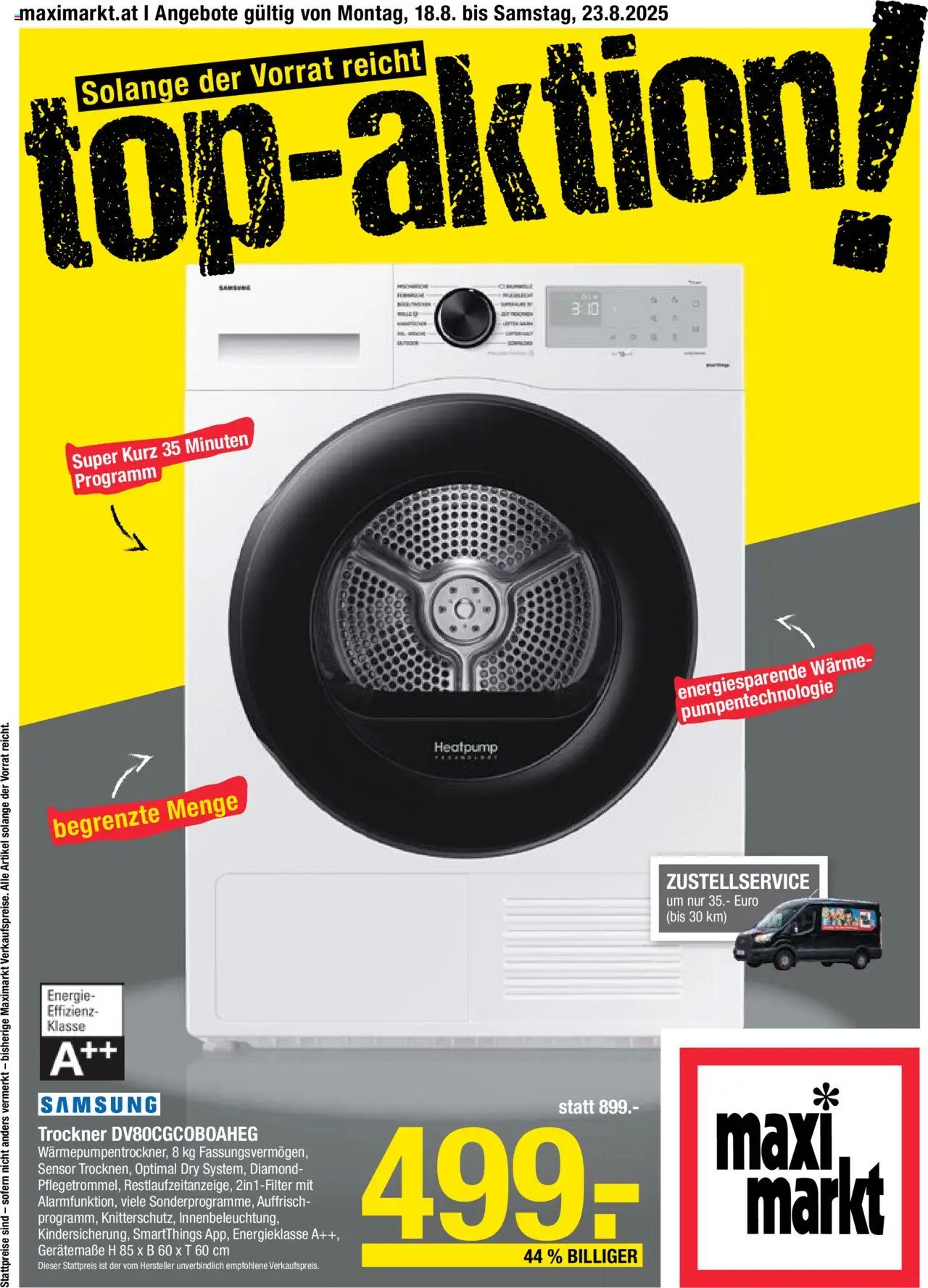Maximarkt Top Aktion gültig ab 18.08.2025 | Seite: 8 | Produkte: Trockner, Samsung