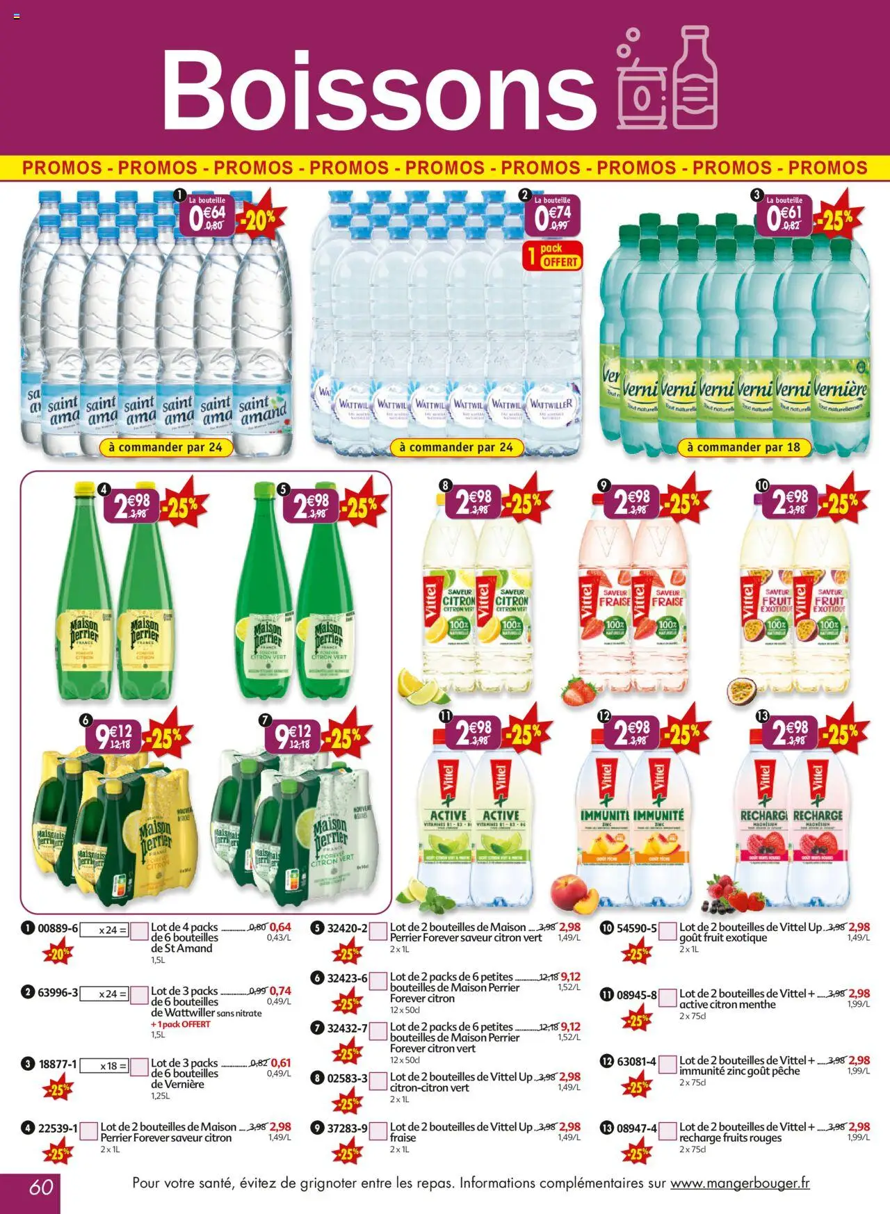  | Page: 60 | Produits: Citron vert, Menthe, Pêche, Vittel