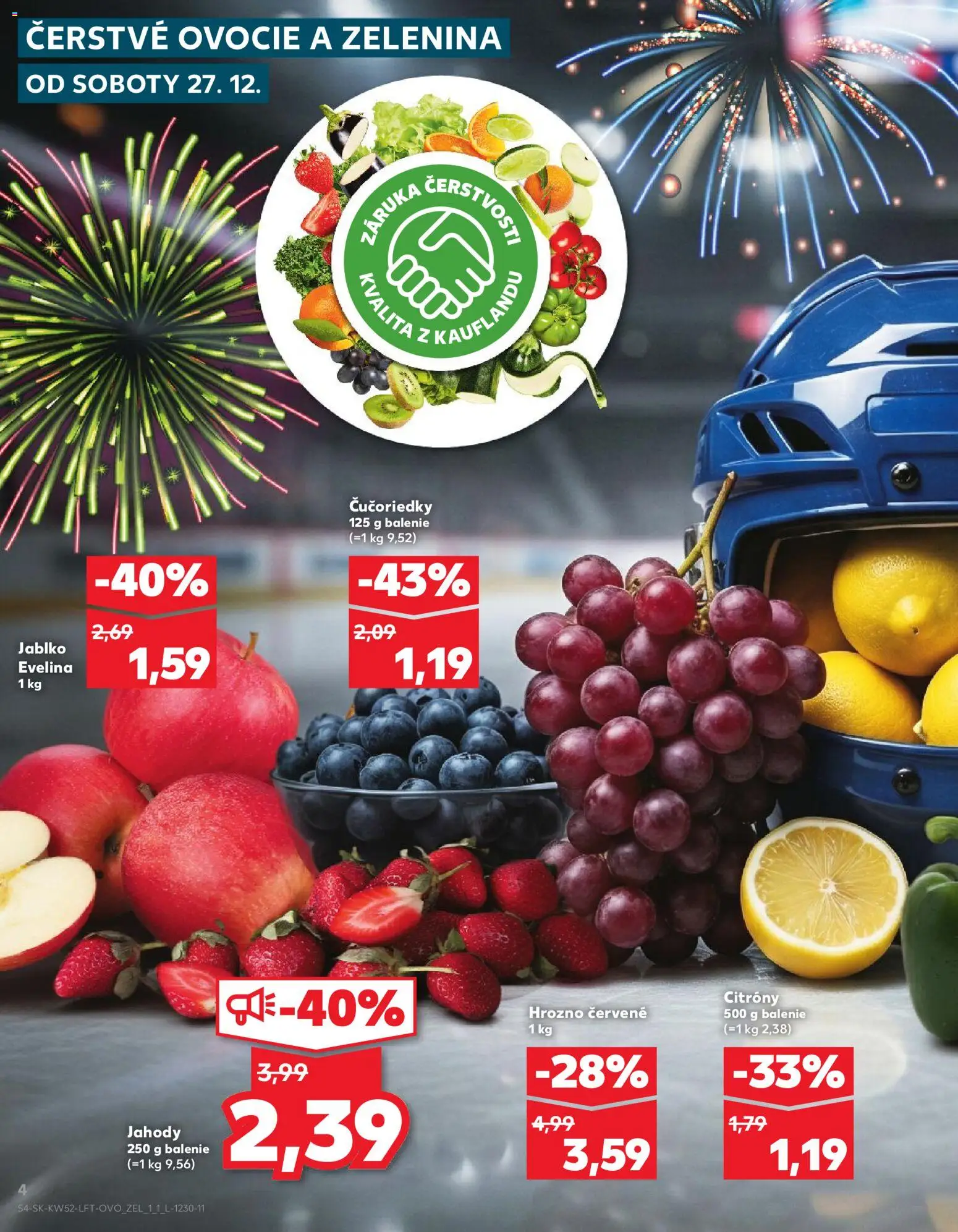 Nové Kaufland akcie – leták je platný od 27.12.2025 | Strana: 4 | Produkty: Apple, Čučoriedky, Jahody, Ovocie
