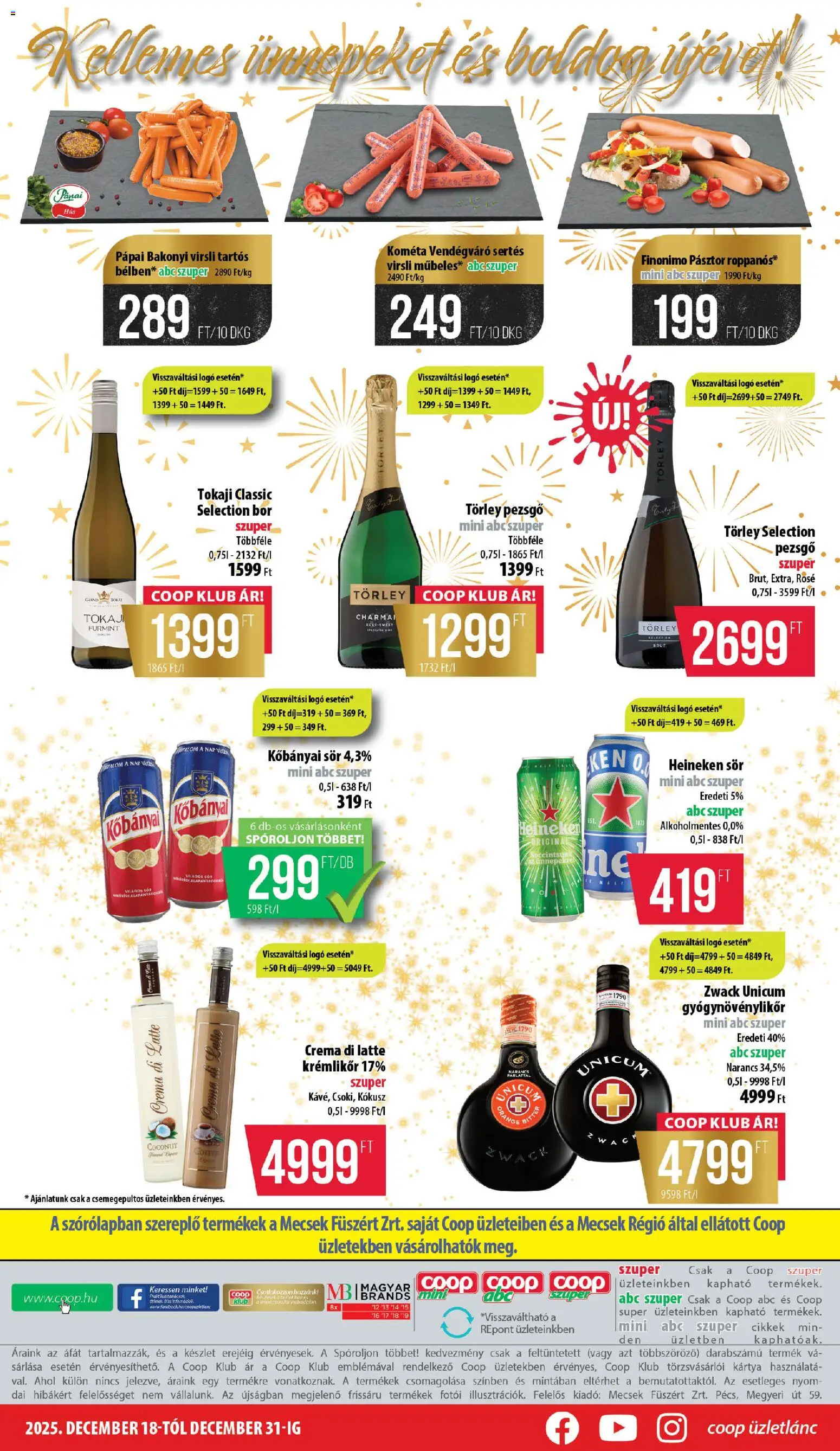 COOP akciós ujság - amely érvényes a következő dátumtól: 18.12.2025 | Oldal: 8 | Termékek: Kisela pavlaka, Krémlikőr, Pezsgő, Narancs
