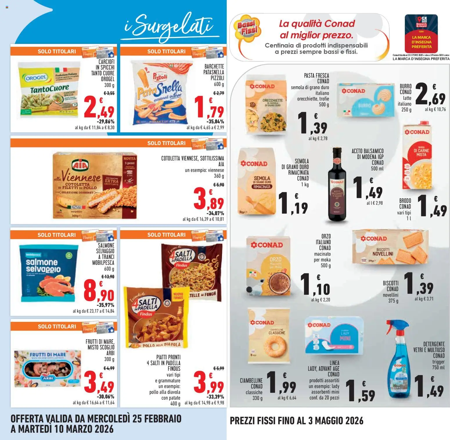 Volantino Conad del 25.02.2026 | Pagina: 15 | Prodotti: Pollo, Biscotti, Pasta, Orecchiette