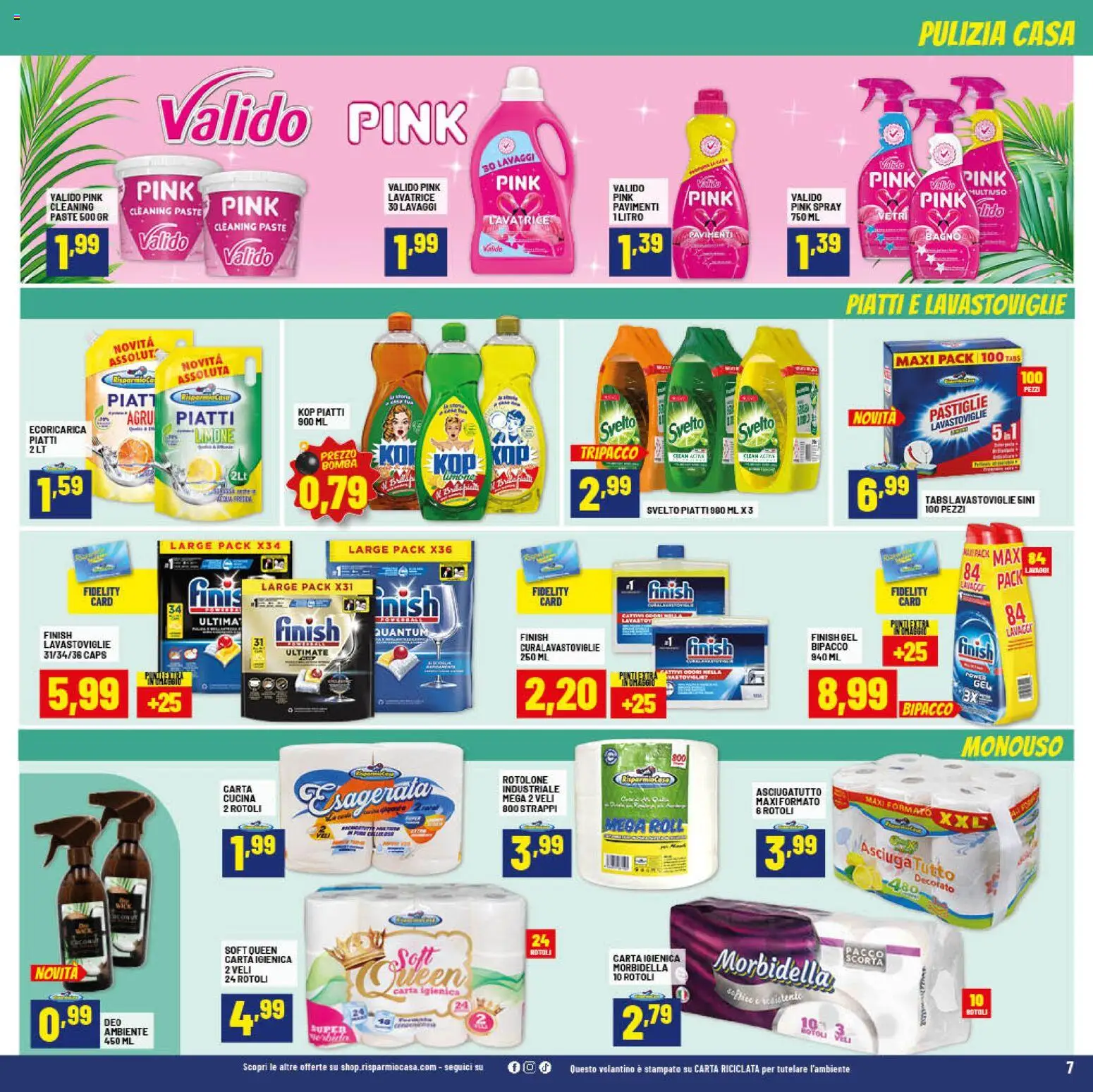 Volantino RisparmioCasa del 26.03.2026 | Pagina: 7 | Prodotti: Carta igienica, Lavatrice, Lavastoviglie, Asciugatutto