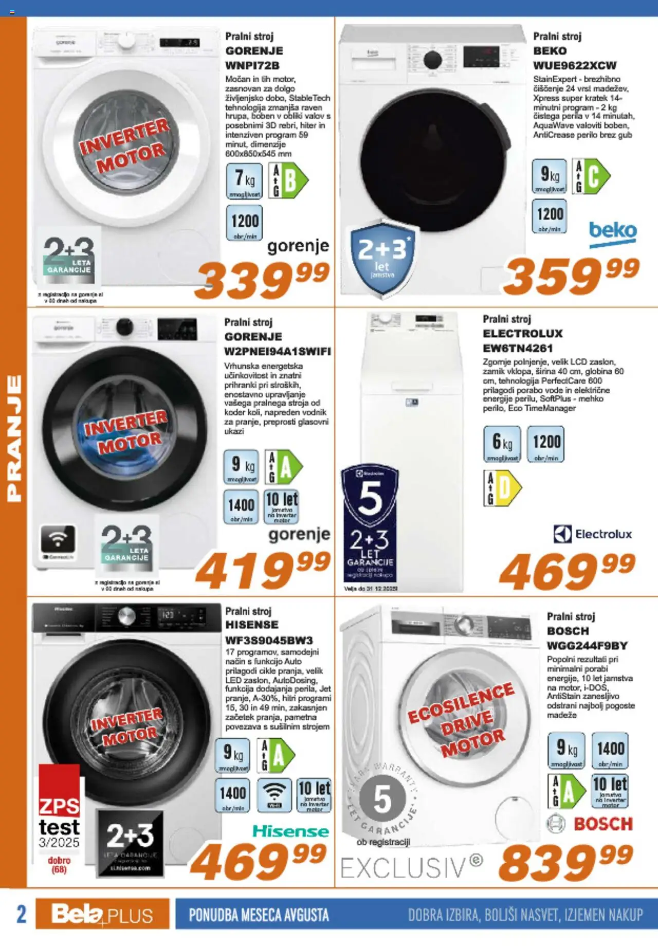 Bela plus katalog │ velja od 18.08.2025 | Stran: 2 | Izdelki: Pralni stroj