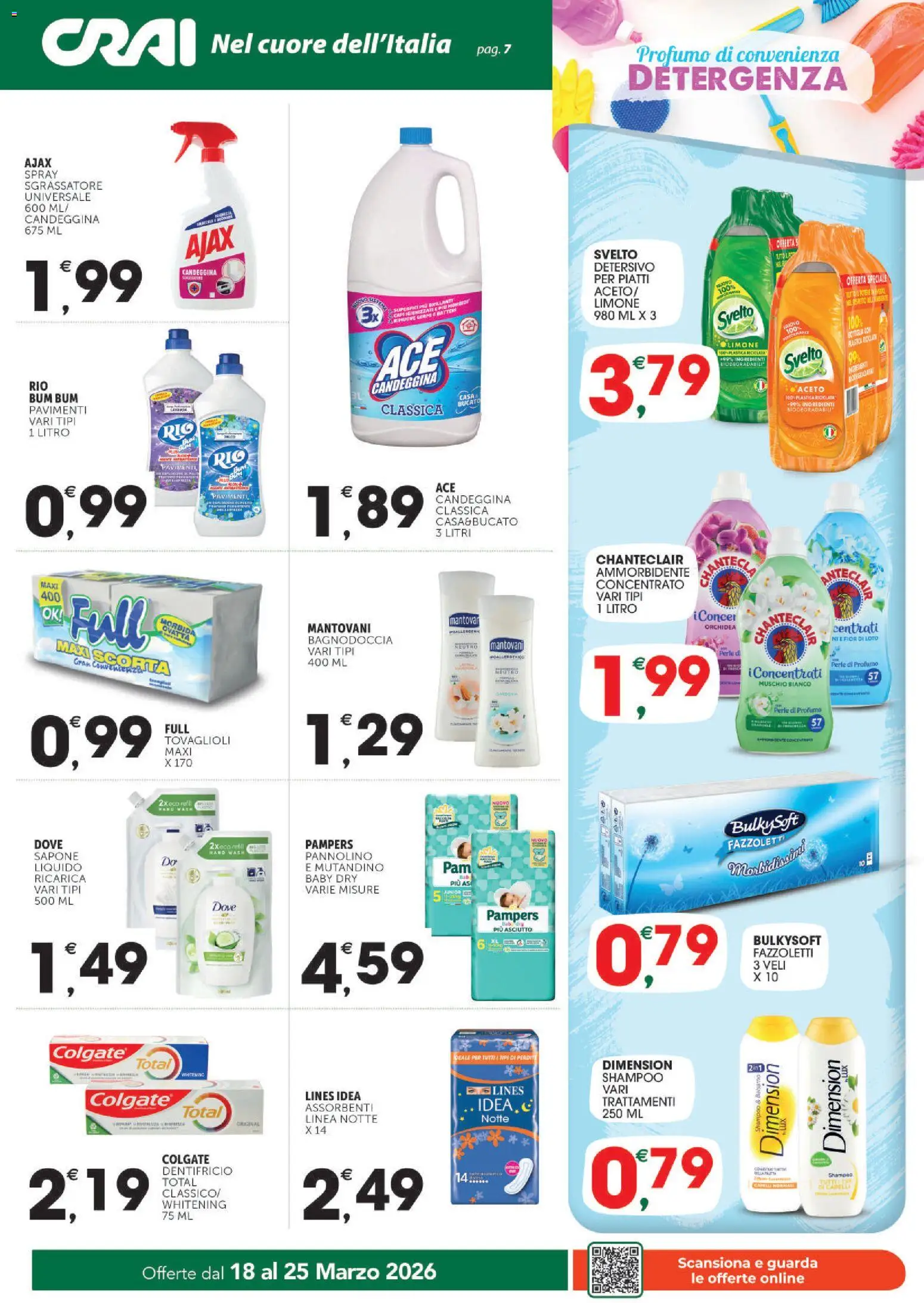 Volantino CRAI del 18.03.2026 | Pagina: 7 | Prodotti: Candeggina, Limone, Aceto, Profumo