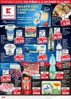 Kaufland leták - Praha 4 od 06.08.2025 | Strana: 1 | Produkty: Hermelín, Božkov, Hrozny, Láhev