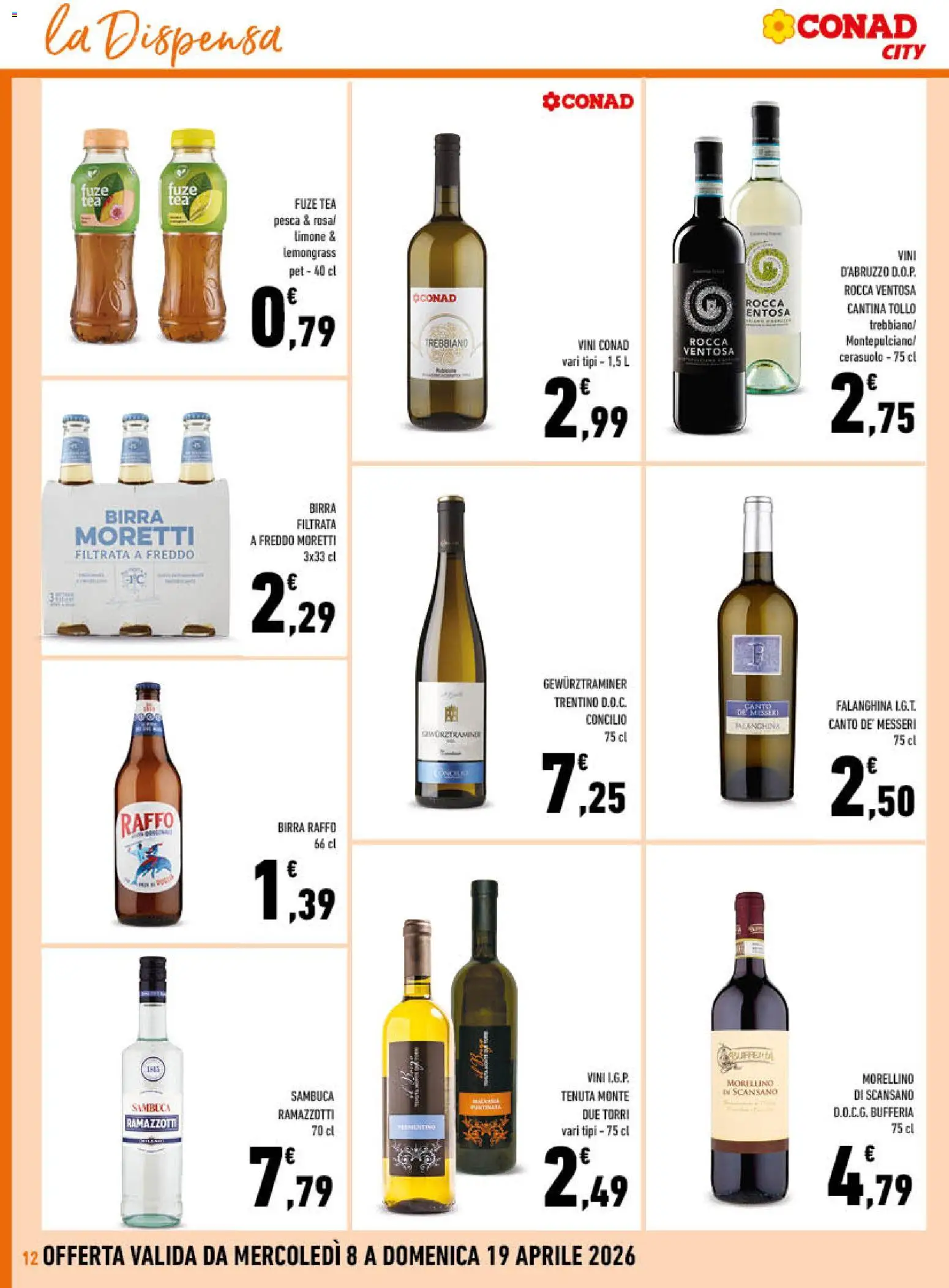 Volantino Conad del 08.04.2026 | Pagina: 12 | Prodotti: Birra, Limone, Pesca, Birra Moretti