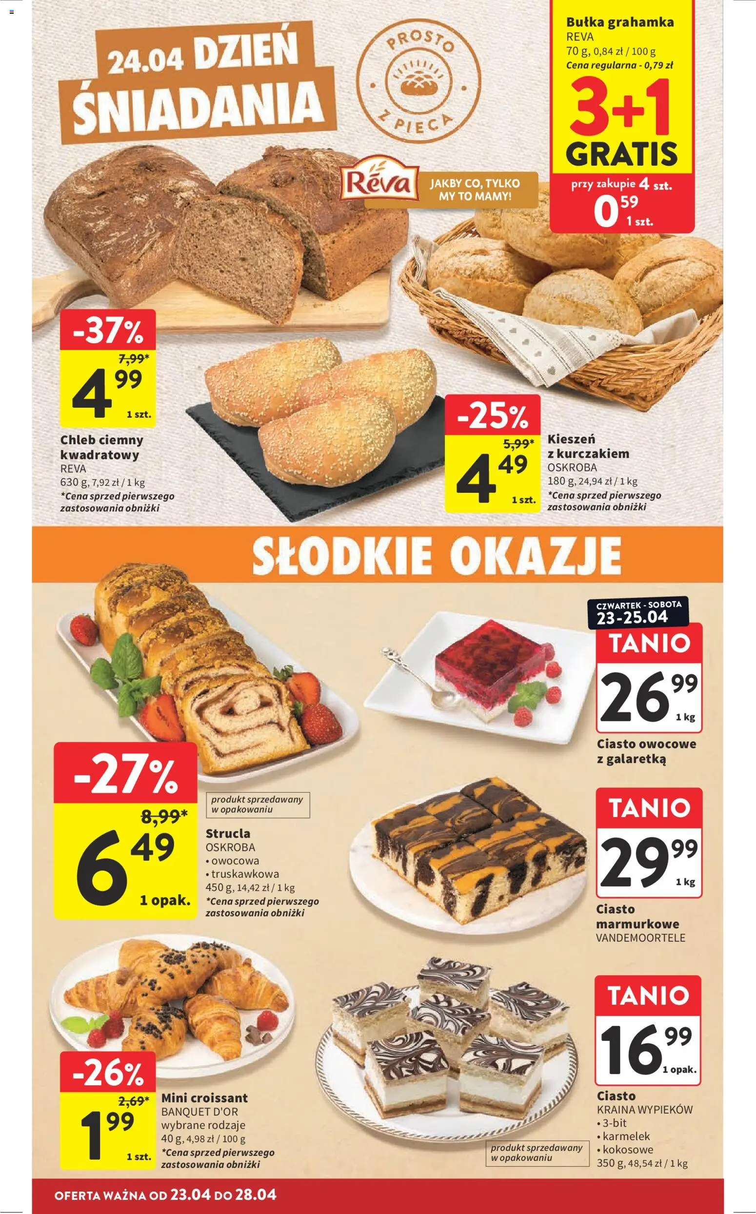 Intermarche gazetka od 23.04.2026 | Strona: 28 | Produkty: Galaretka, Ciasto, Bułka, Chleb