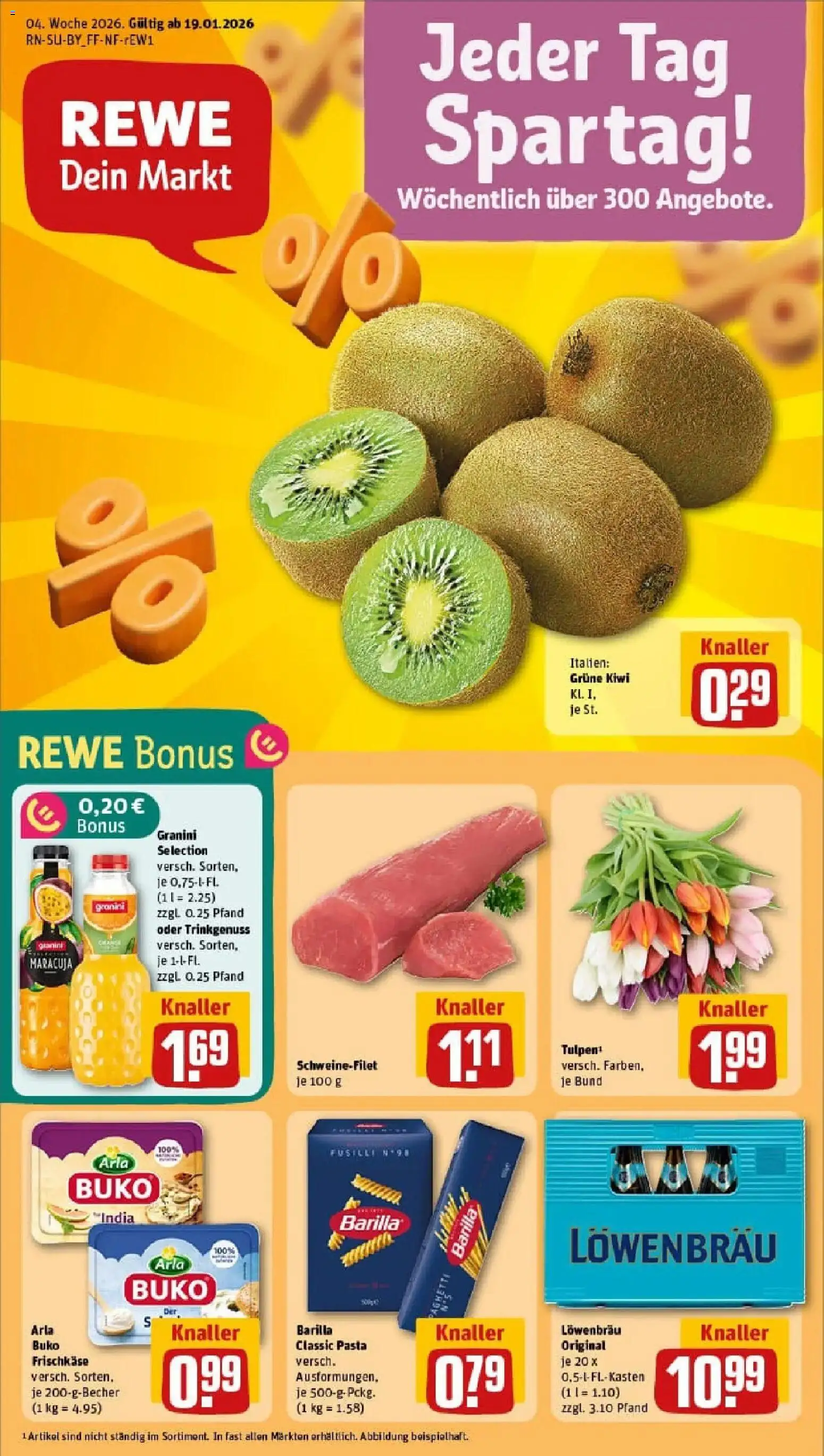 Rewe prospekt Regensburg	 – gültig ab 18.01.2026 | Seite: 1 | Produkte: Schweinefilet, Arla buko, Granini, Kiwi