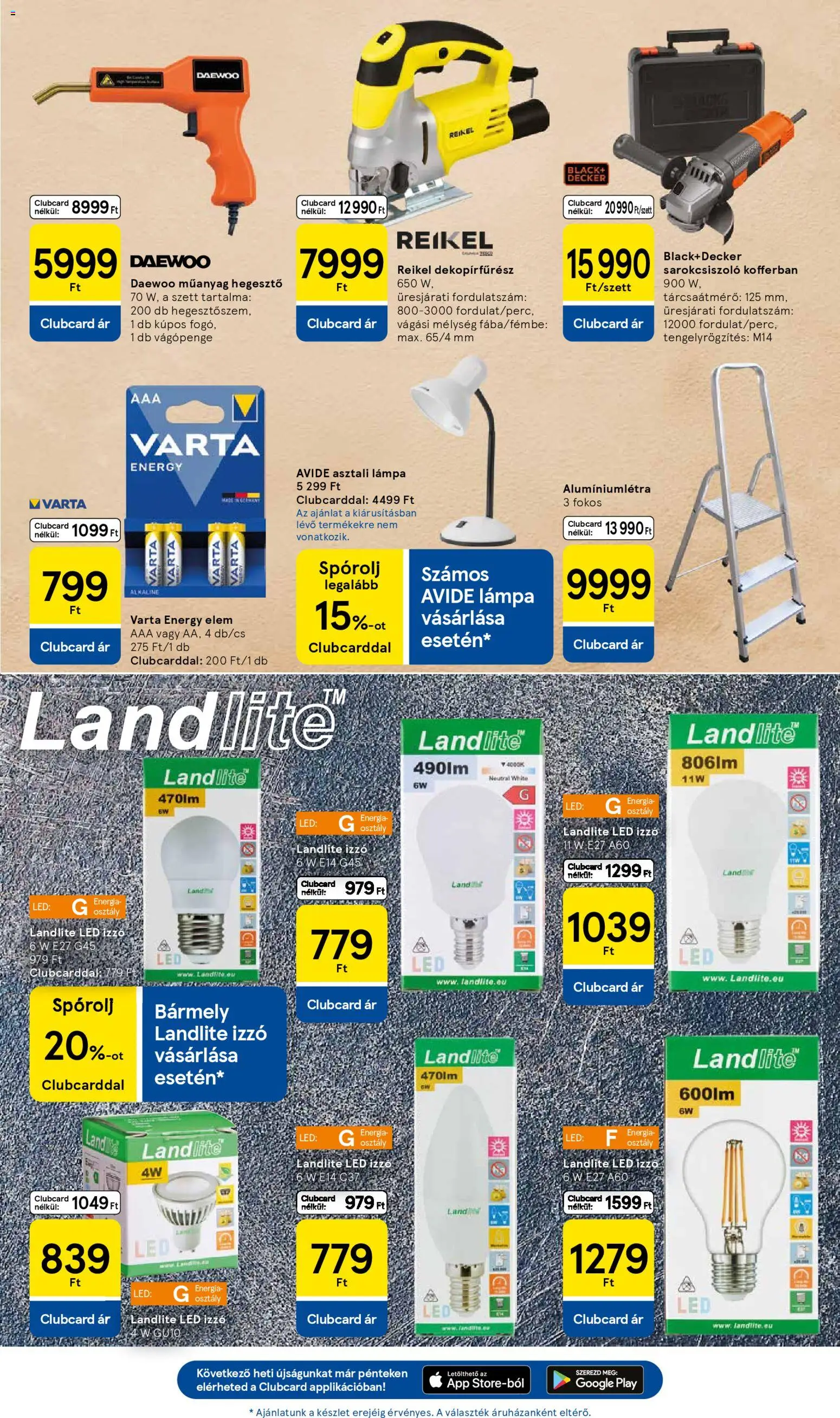 Tesco akciós ujság - amely érvényes a következő dátumtól: 22.01.2026 | Oldal: 27 | Termékek: Sarokcsiszoló, Dekopírfűrész, Lámpa, Asztali lámpa