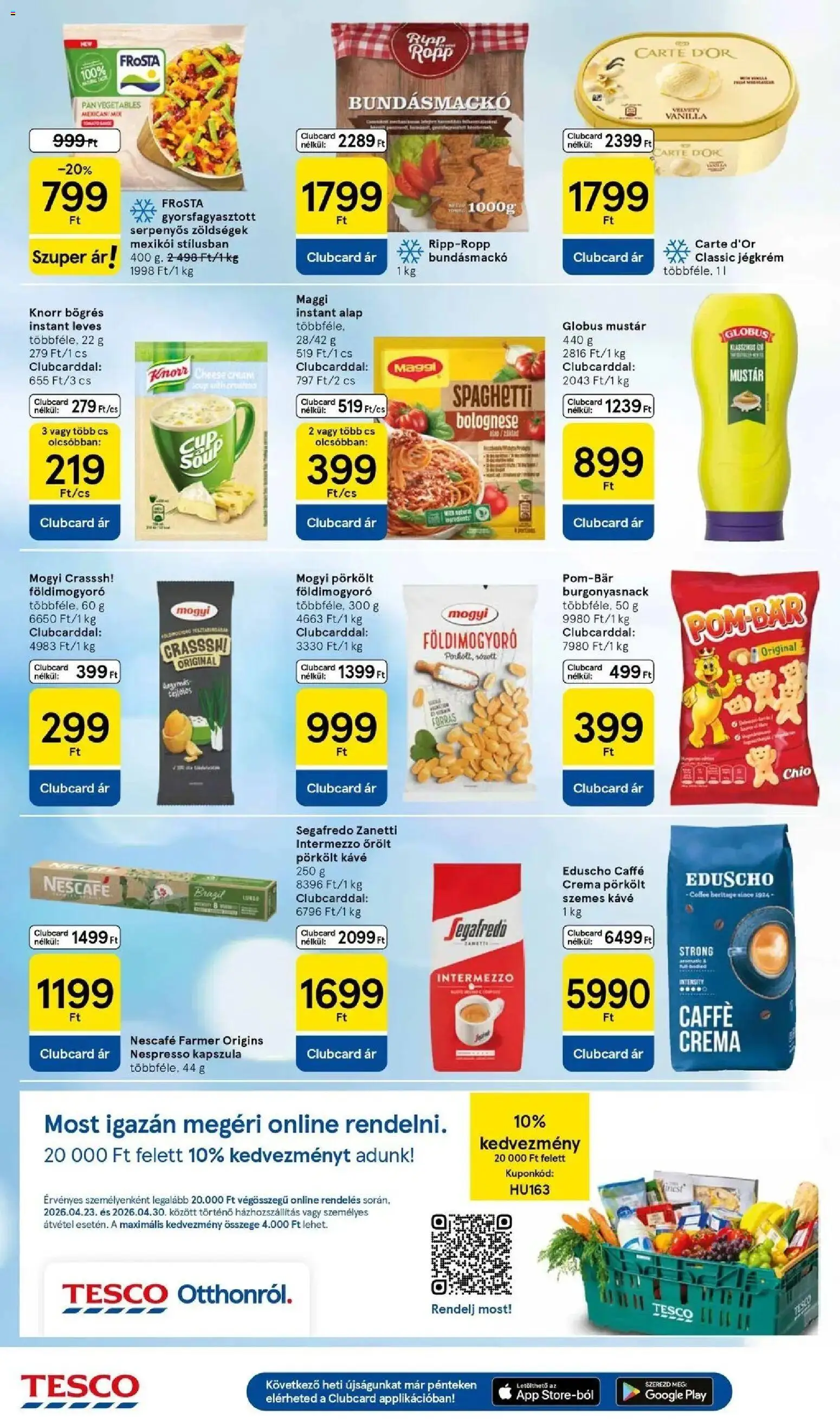 Tesco akciós ujság - amely érvényes a következő dátumtól: 23.04.2026 | Oldal: 4 | Termékek: Nescafé, Maggi, Kávé, Jégkrém