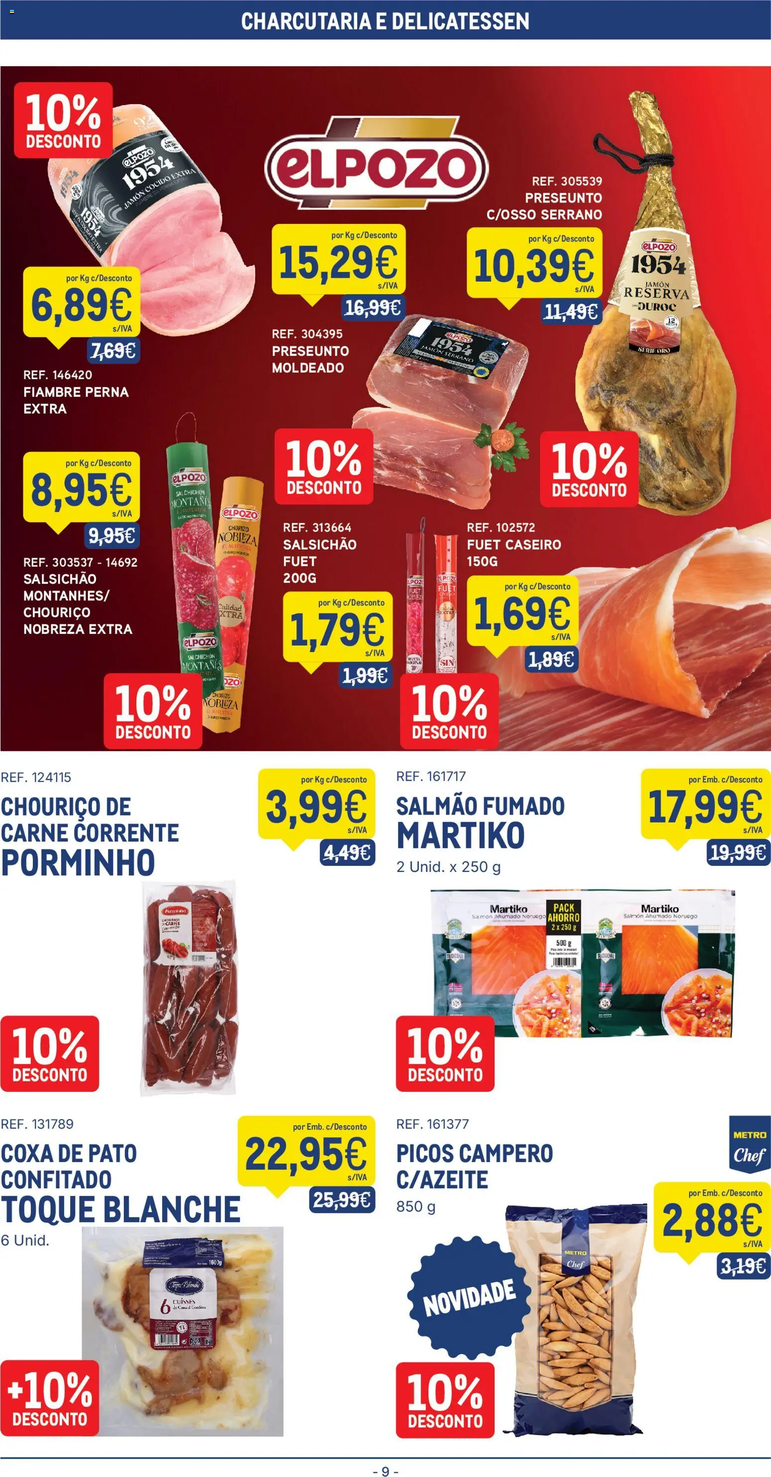 Makro folheto │ válido de 04.11.2025 | Página: 9 | Produtos: Sal, Salmão, Chouriço, Carne