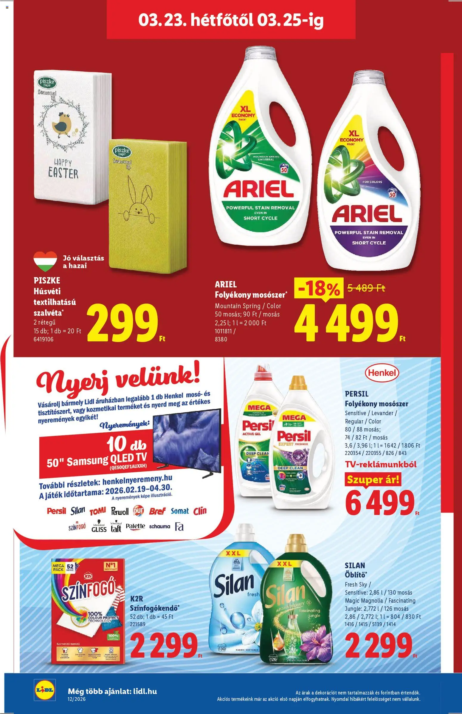 Lidl akciós ujság - amely érvényes a következő dátumtól: 19.03.2026 | Oldal: 60 | Termékek: Ariel, Kendő, Folyékony mosószer, Samsung