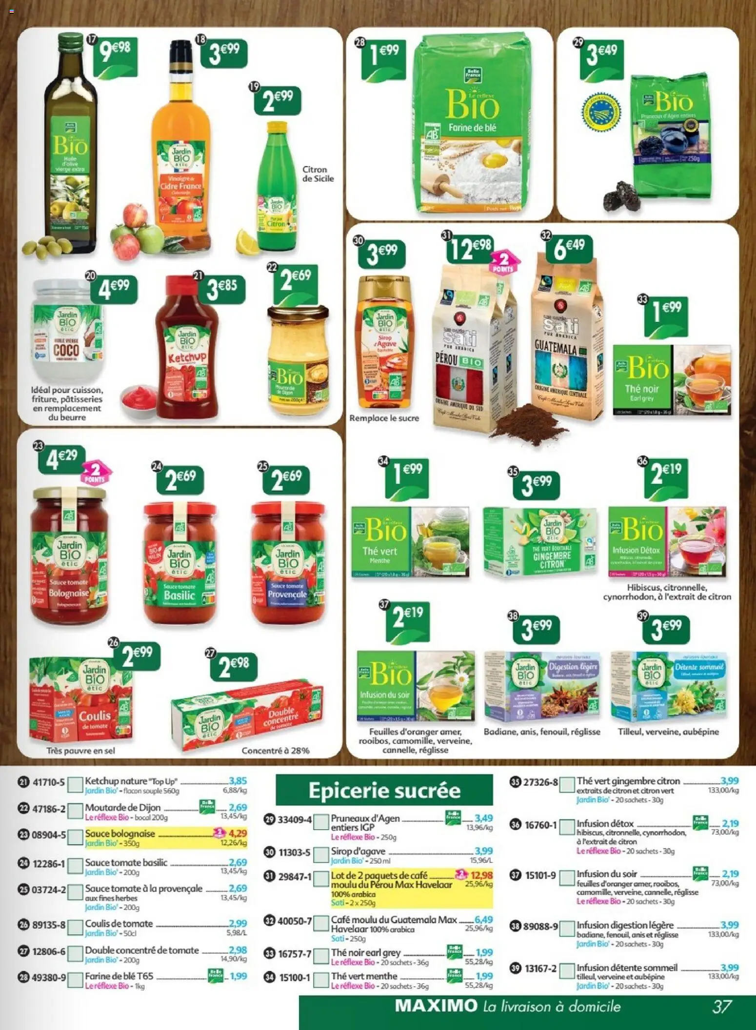 {H1} | Page: 37 | Produits: Citron, Farine de ble, Sel, Café moulu