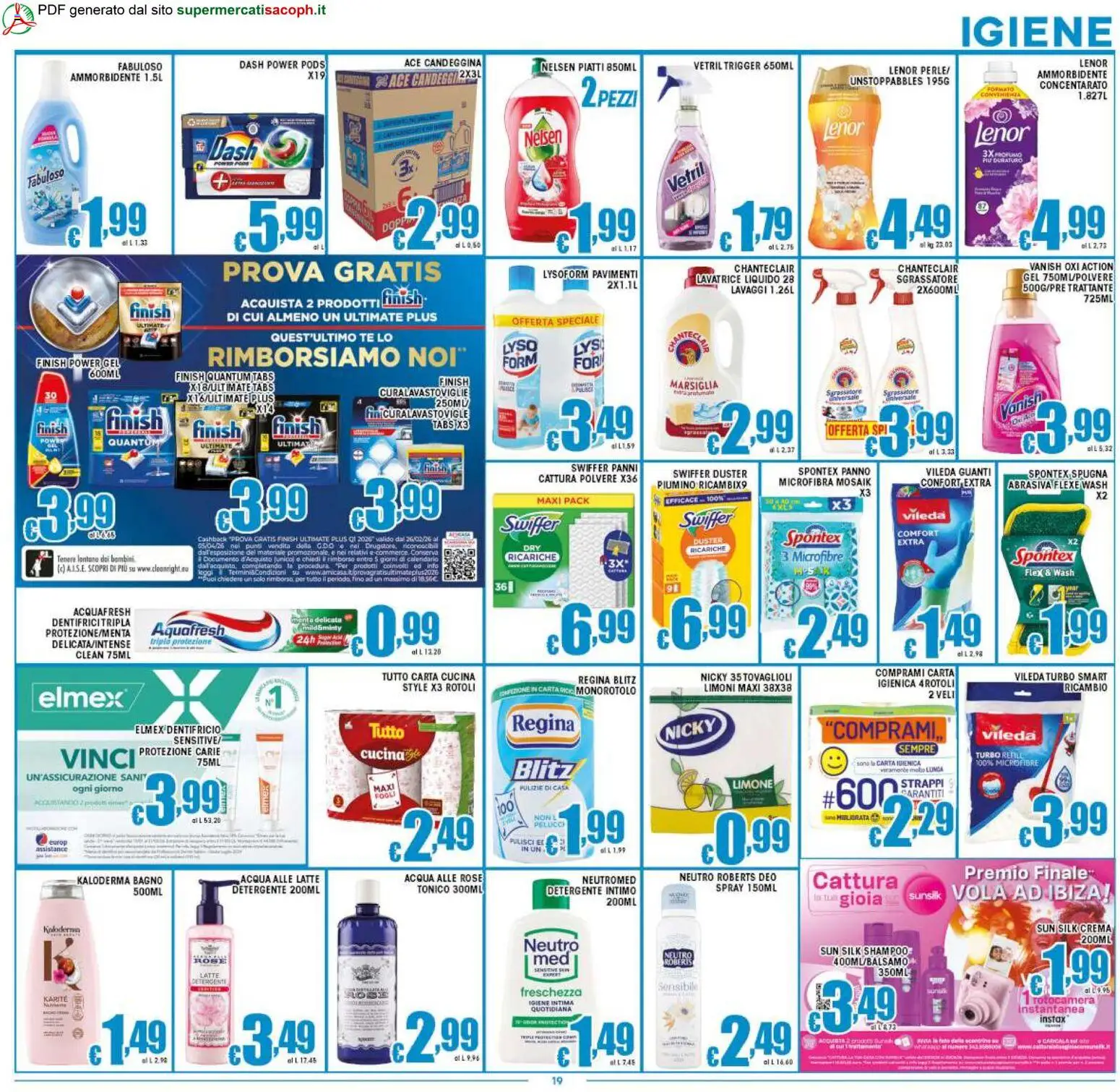Volantino Sacoph del 06.03.2026 | Pagina: 19 | Prodotti: Carta igienica, Panno microfibra, Detergente intimo, Tè