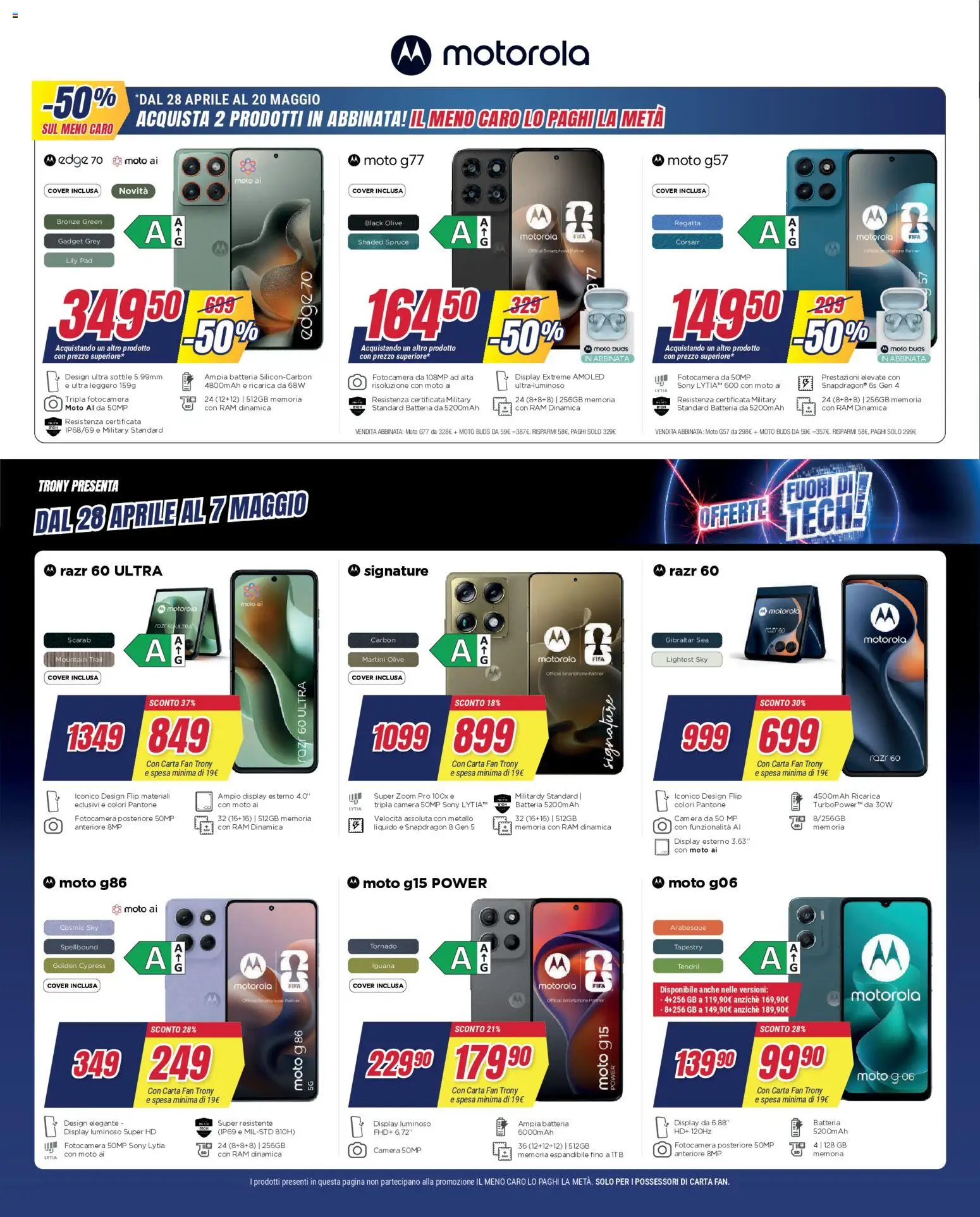Volantino Trony del 28.04.2026 | Pagina: 26 | Prodotti: Olive, Smartphone, Fotocamera, Fan