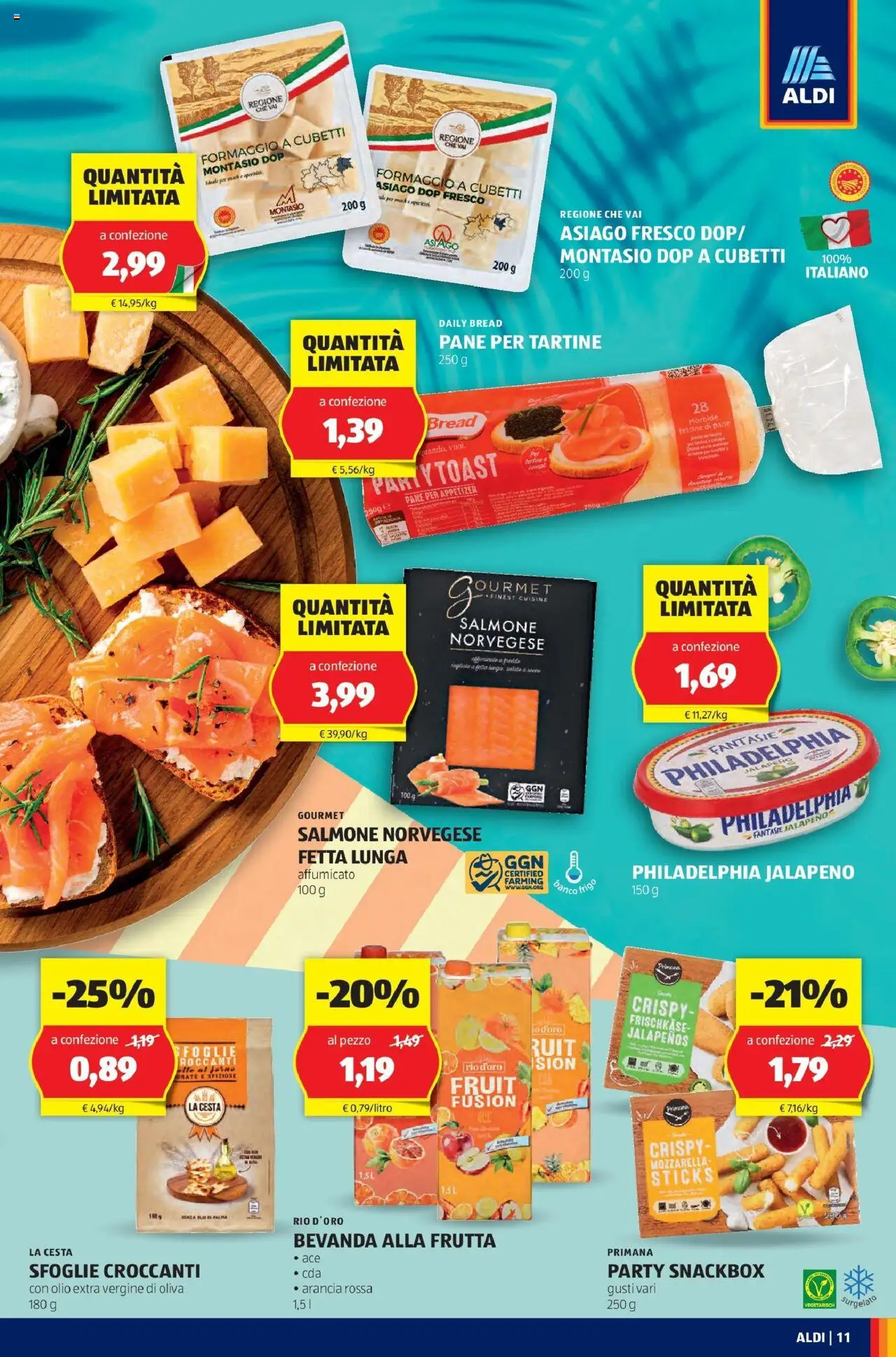 Volantino Aldi del 22.06.2025 | Pagina: 11 | Prodotti: Pane, Mozzarella, Olio, Arancia