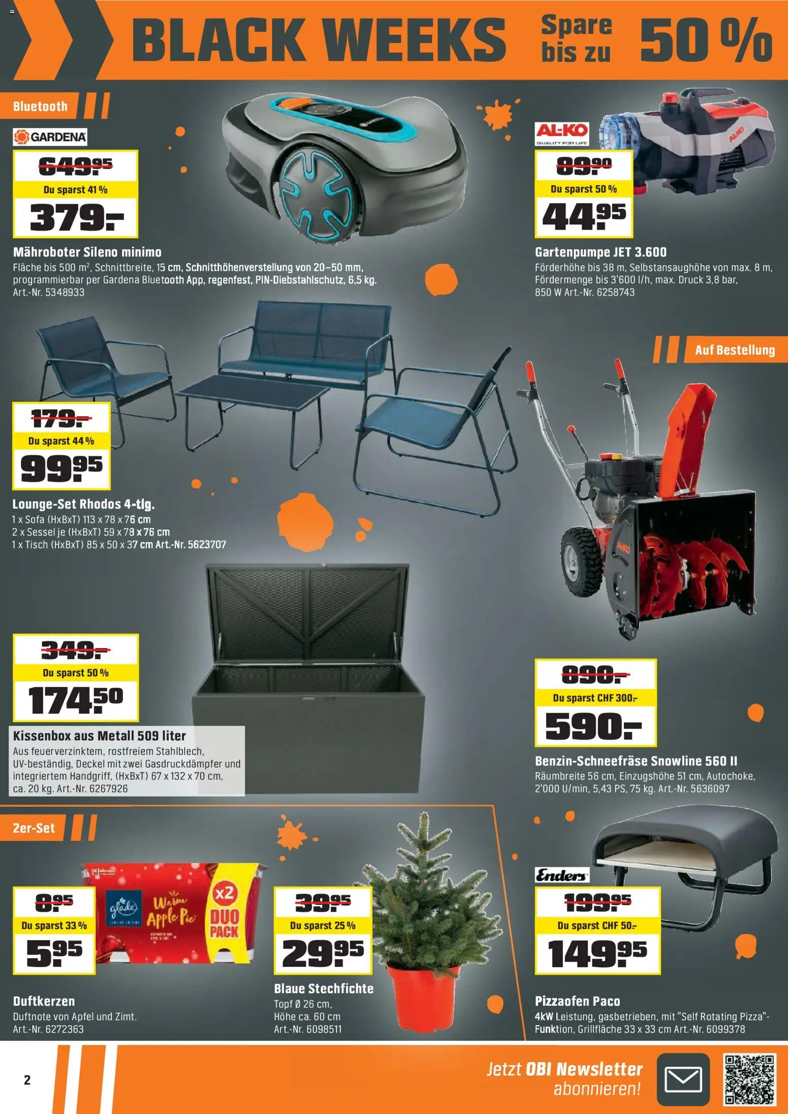 OBI Black Friday – gültig ab 15.11.2025 | Seite: 2 | Produkte: Tisch, Sofa, Pizza, Apple