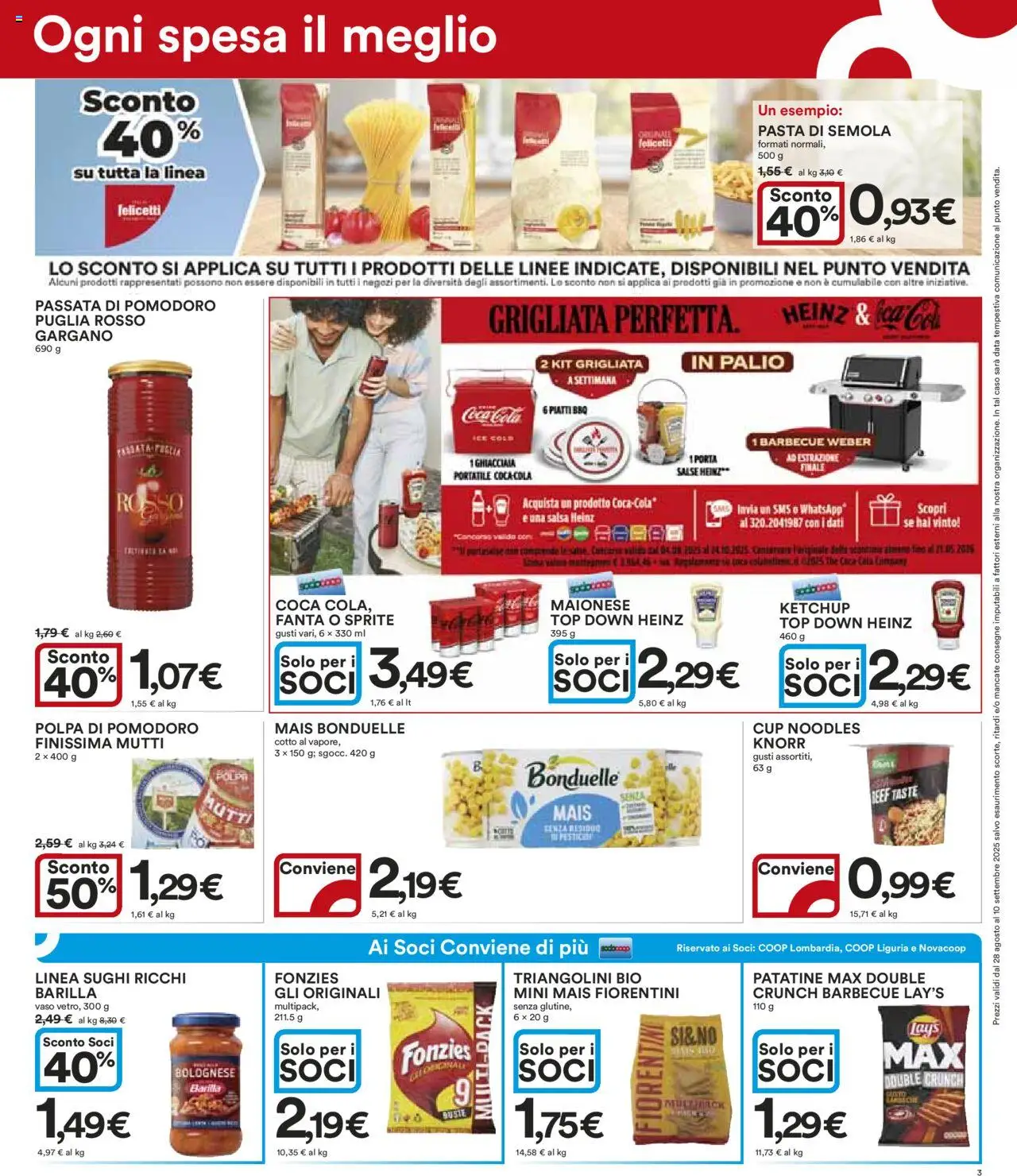Volantino Ipercoop del 28.08.2025 | Pagina: 3 | Prodotti: Patatine, Barbecue, Pomodoro, Vaso