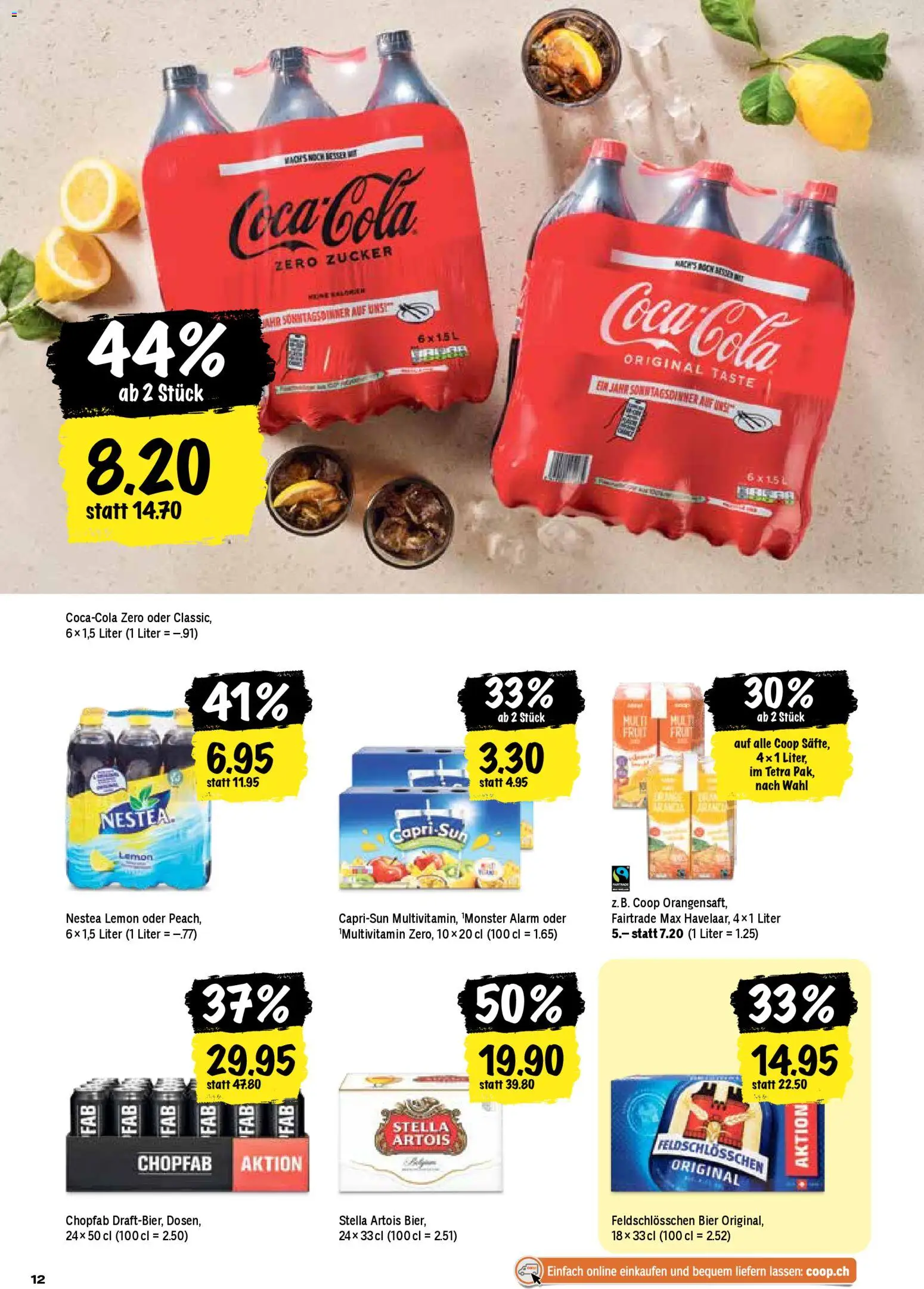 Coop aktionen – gültig ab 09.04.2026 | Seite: 12 | Produkte: Coca Cola, Bier, Zucker