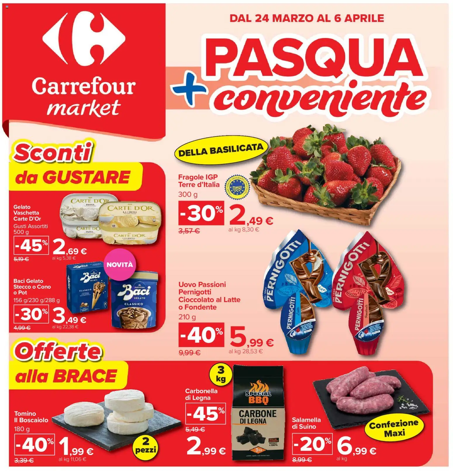 Volantino Carrefour del 24.03.2026 | Pagina: 1 | Prodotti: Crema, Cioccolato, Gelato, Tomino