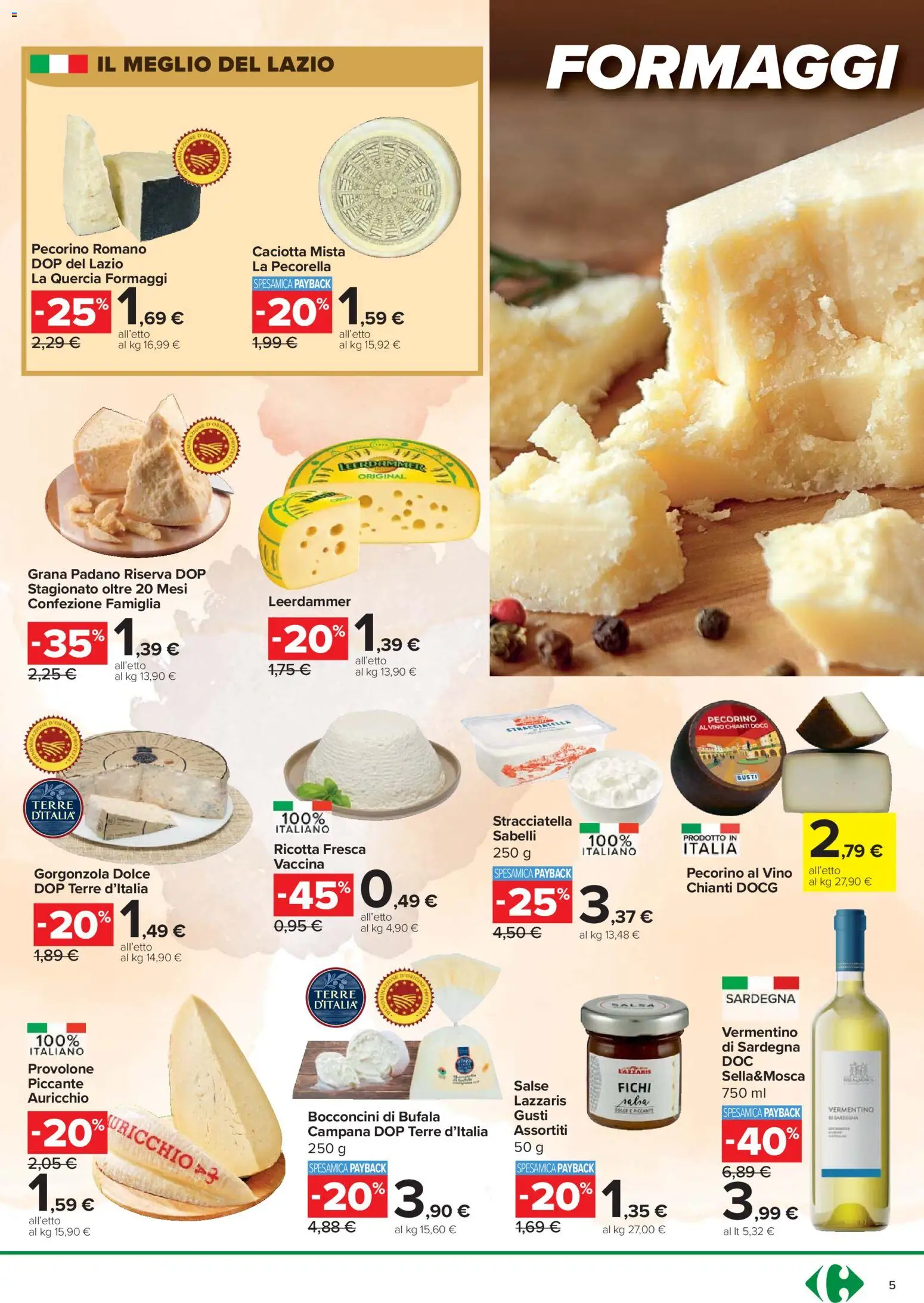 Volantino Carrefour del 24.03.2026 | Pagina: 5 | Prodotti: Salsa, Vino, Gorgonzola, Stracciatella