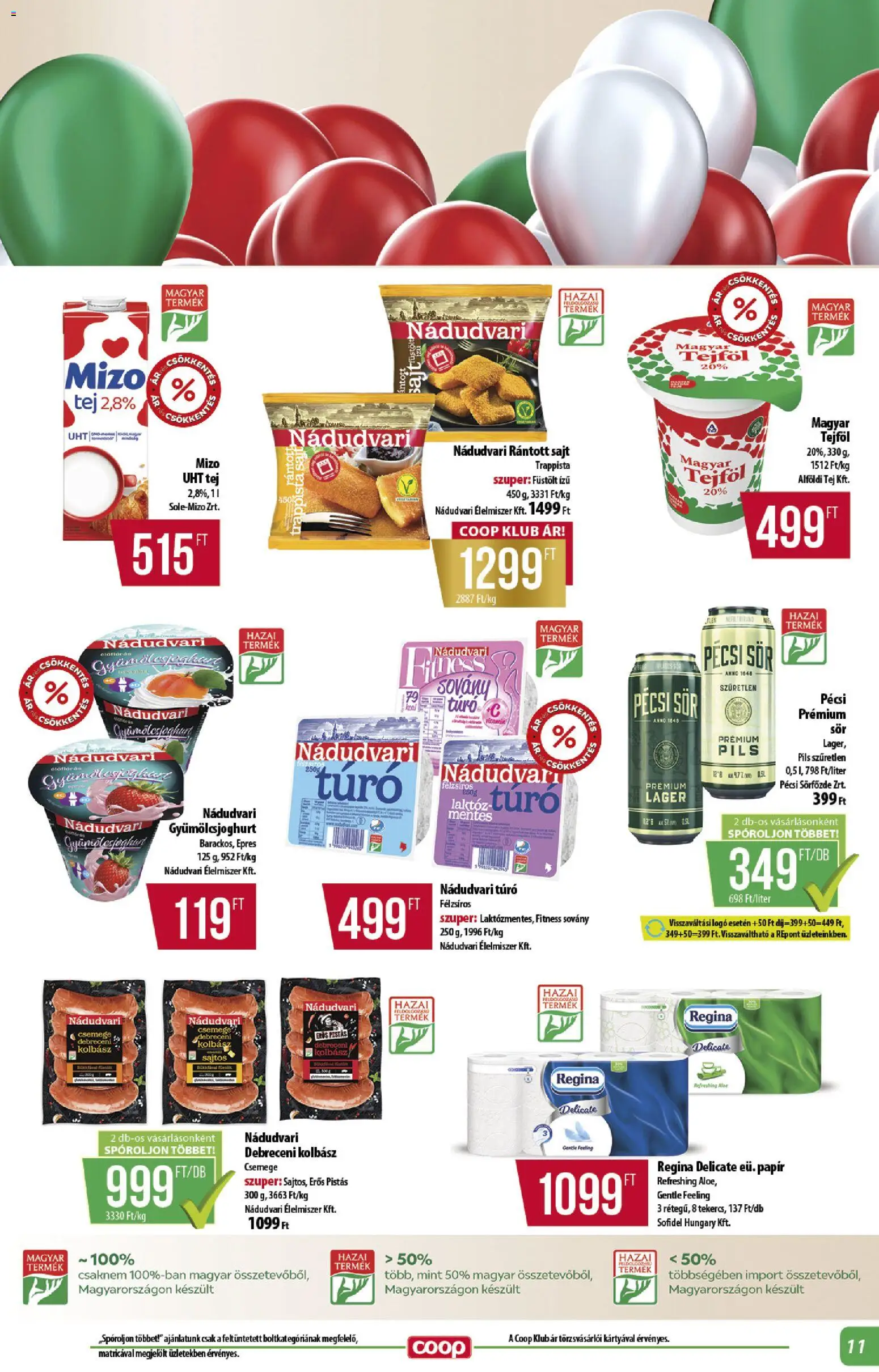 COOP akciós ujság - amely érvényes a következő dátumtól: 22.01.2026 | Oldal: 11 | Termékek: Sör, Tejföl, Trappista sajt, Gyümölcsjoghurt