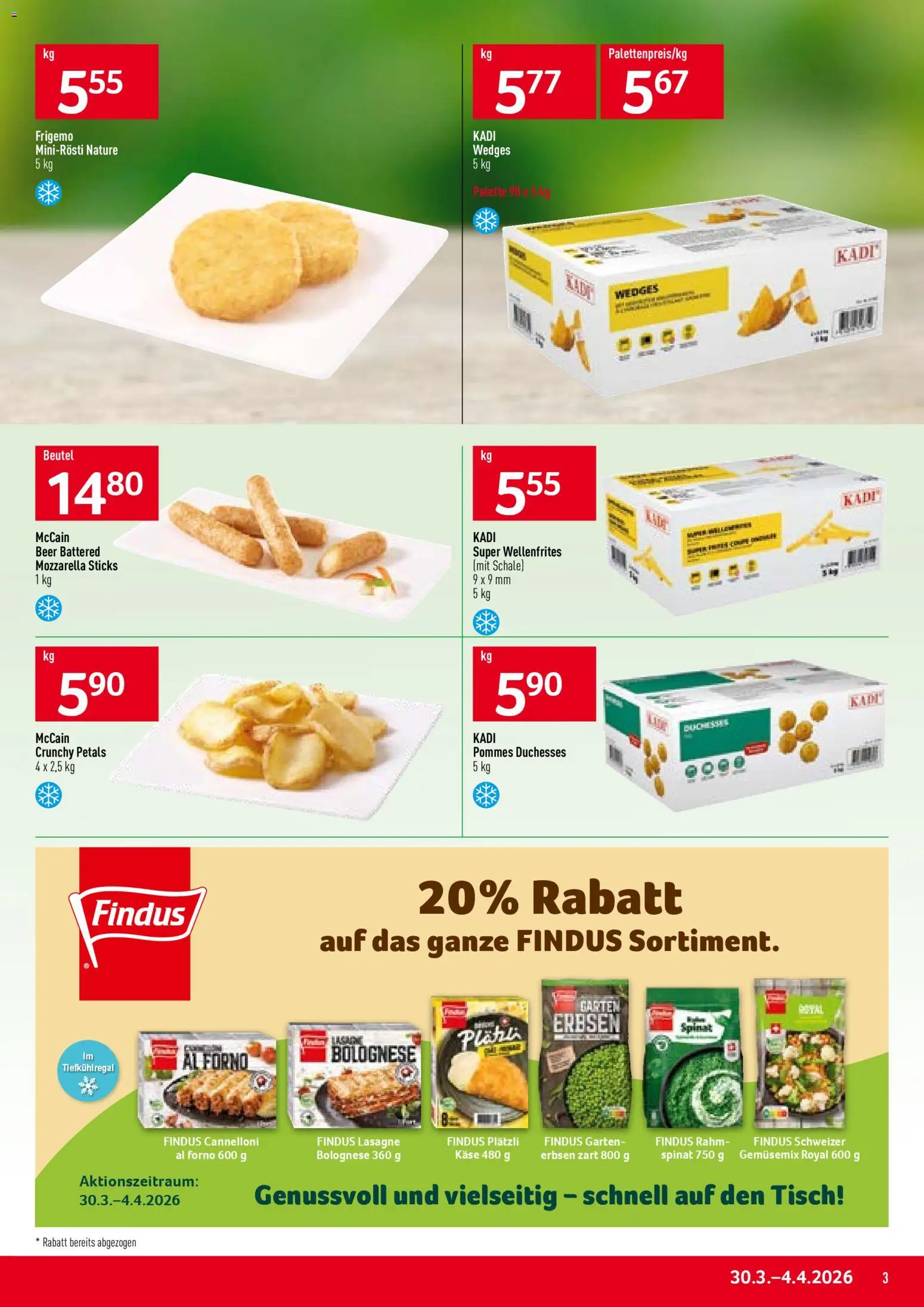 Prodega aktionen – gültig ab 30.03.2026 | Seite: 3 | Produkte: Tisch, Käse, Erbsen