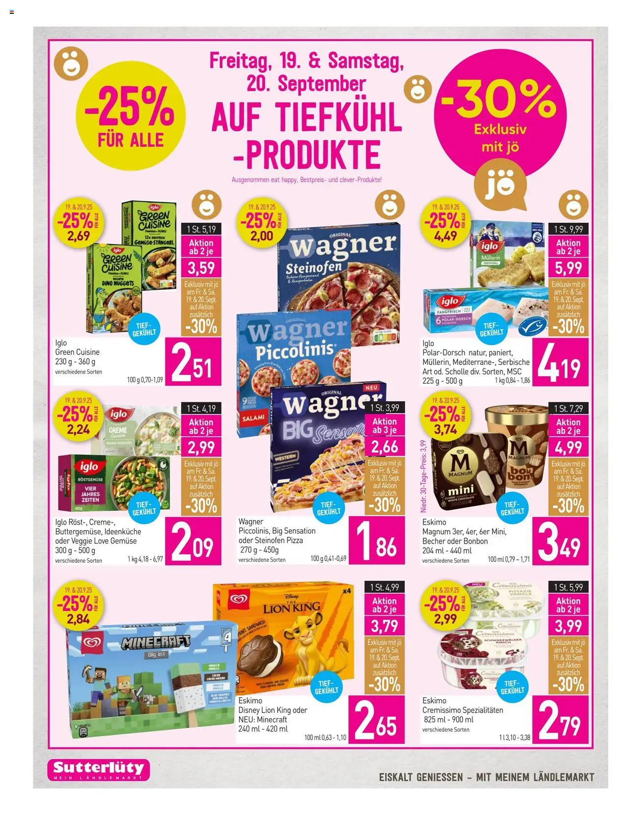 Sutterlüty Flugblatt gültig ab 18.09.2025 | Seite: 22 | Produkte: Gemüse, Creme, Salami, Pizza