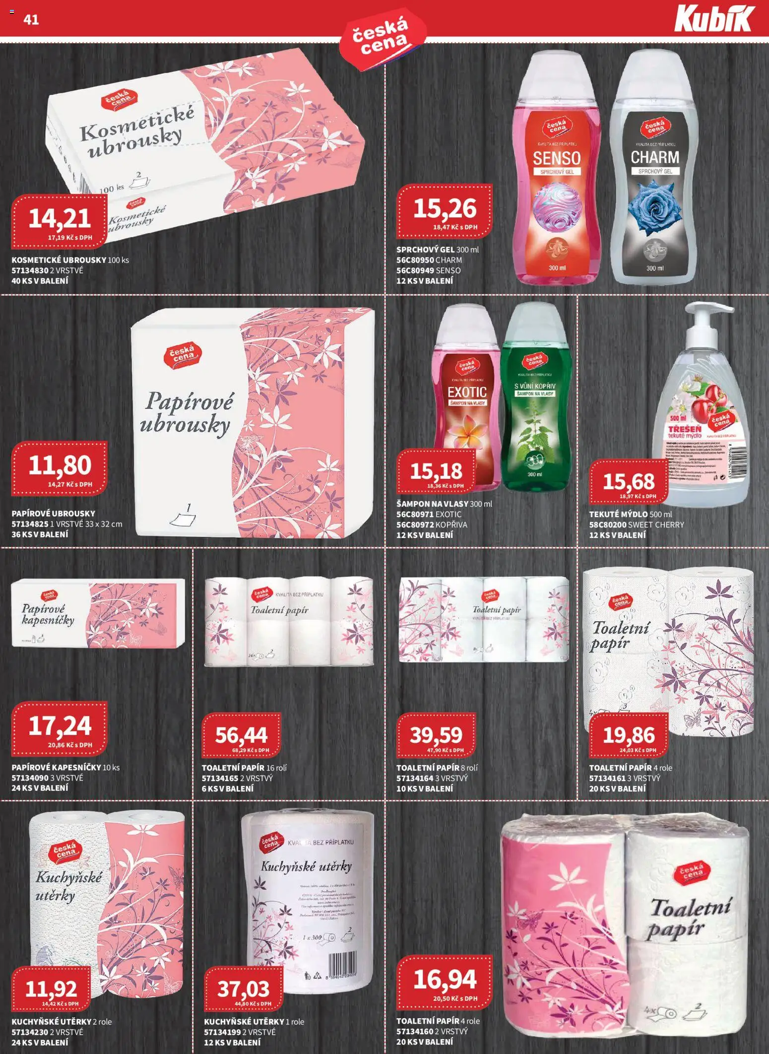 Kubík leták - Velkoobchod 04/2026 od 01.04.2026 | Strana: 41 | Produkty: Mýdlo, Sprchový gel, Toaletní papír, Papířové ubrousky