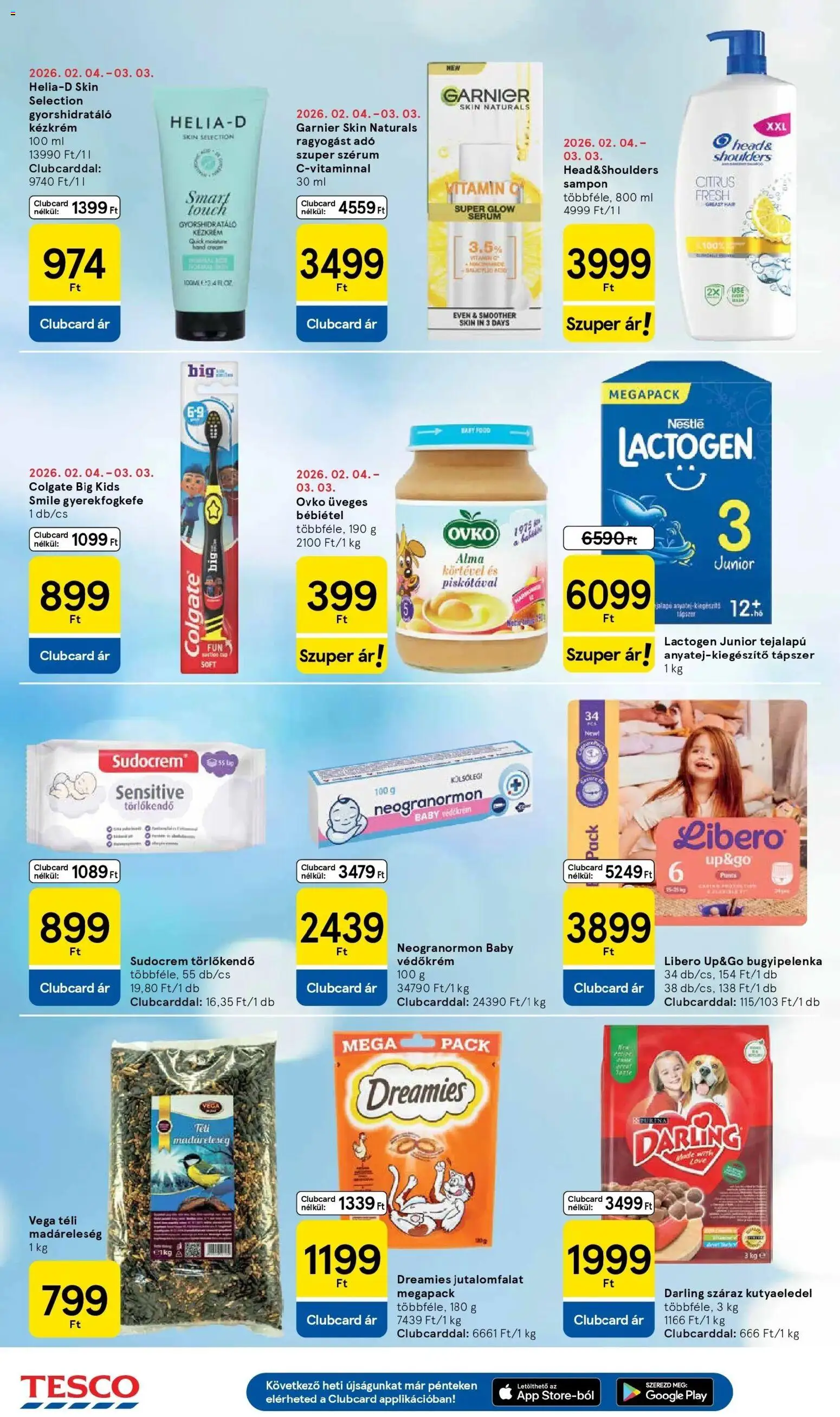 Tesco akciós ujság - amely érvényes a következő dátumtól: 26.02.2026 | Oldal: 22 | Termékek: Kutyaeledel, Alma, Kézkrém, Bébiétel