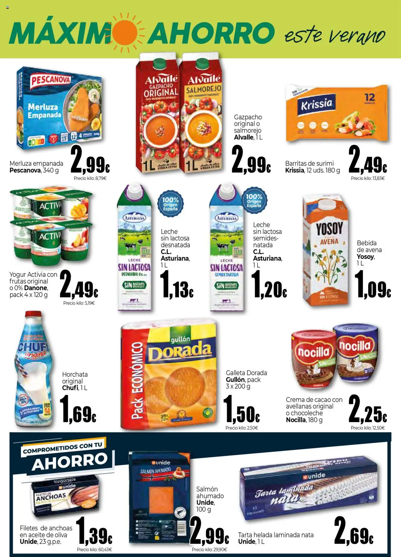 Unide - Máximo Ahorro Supermercados │ válido desde el 31.07.2025 | Página: 2 | Productos: Leche, Yogur, Aceite de oliva, Gazpacho