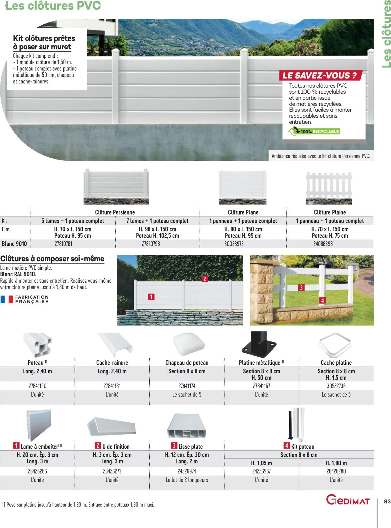 {H1} | Page: 83 | Produits: Clôture, Chapeau