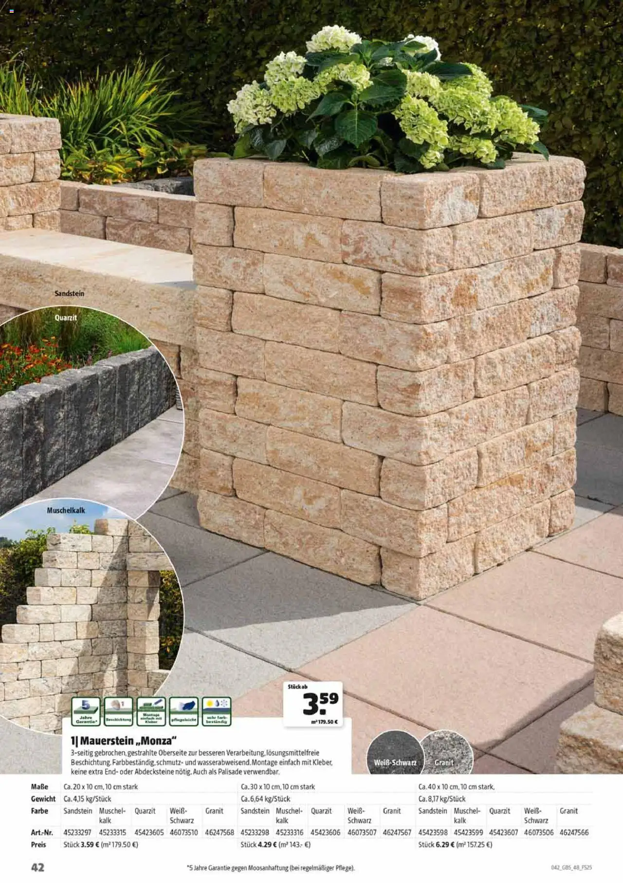 HERKULES Gartenbaustoffe - gültig ab dem 28.07.2025 | Seite: 42 | Produkte: Gewicht