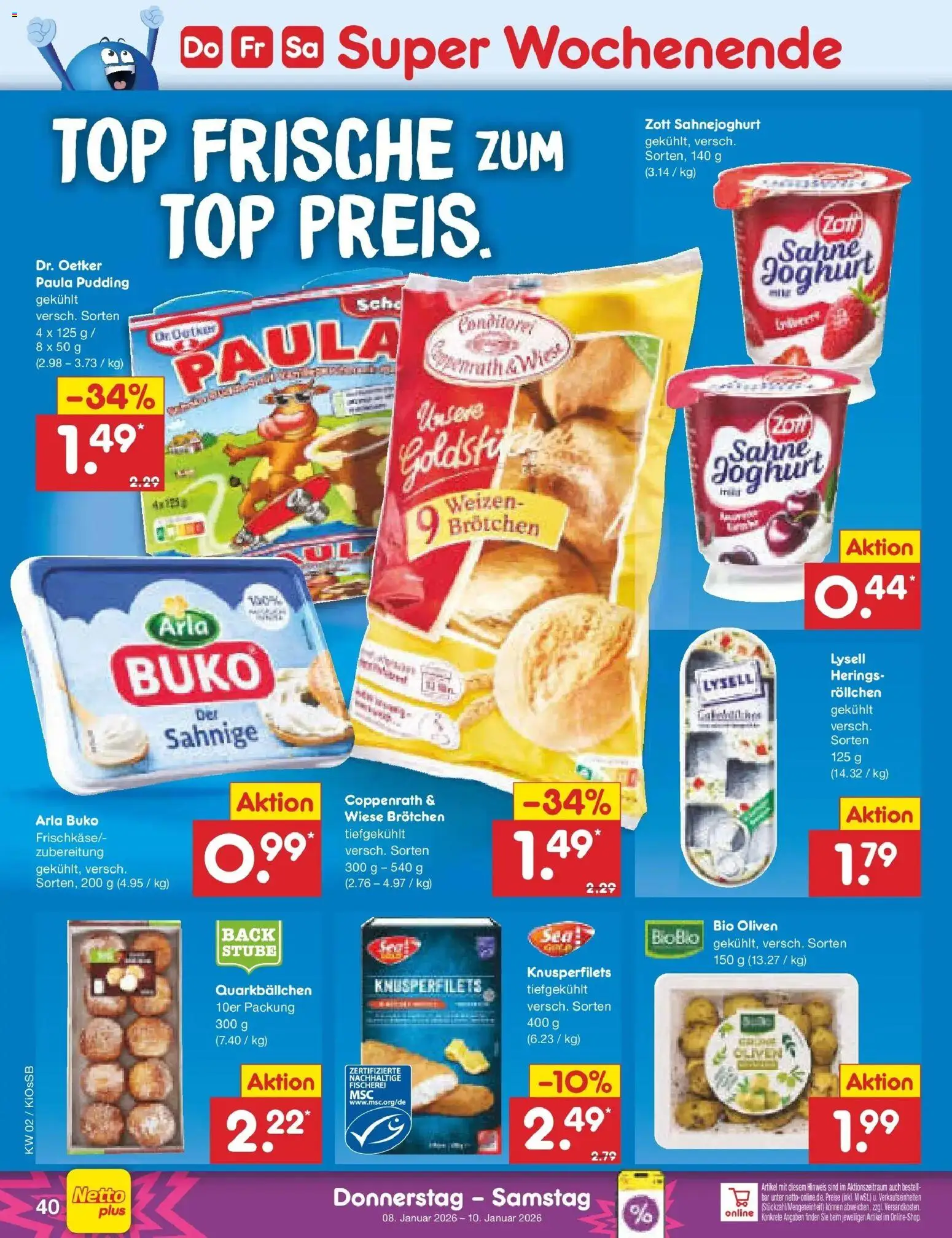 Netto Marken-Discount - Netto: Wochenangebote – gültig ab 05.01.2026 | Seite: 44 | Produkte: Top, Pudding, Arla buko, Sahne