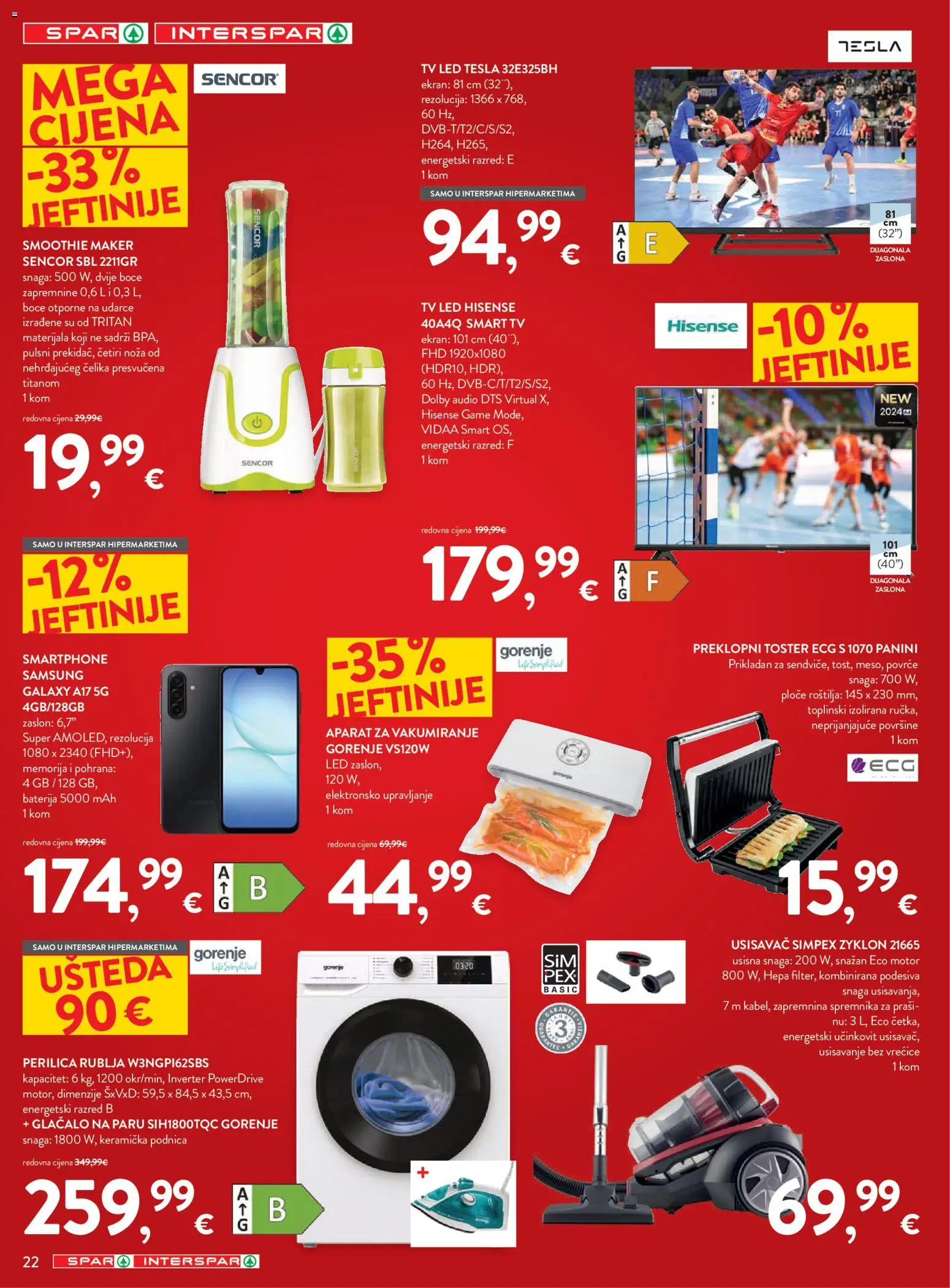 Spar katalog | vrijedi od 14.01.2026 | Stranica: 27 | Proizvodi: Perilica rublja, Smoothie, Tv, Audio