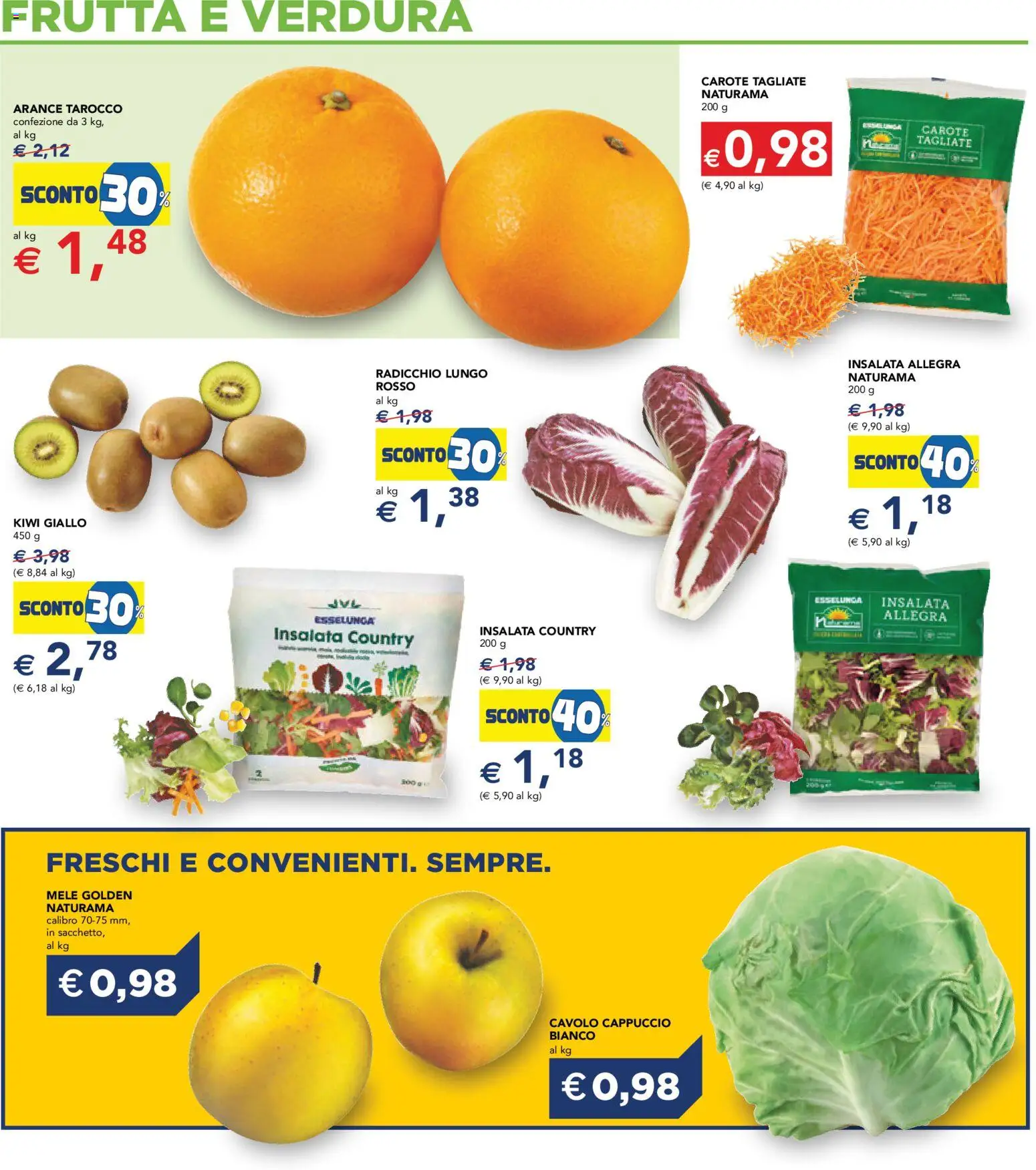 Volantino Esselunga S del 15.01.2026 | Pagina: 16 | Prodotti: Kiwi, Frutta, Carote, Cavolo