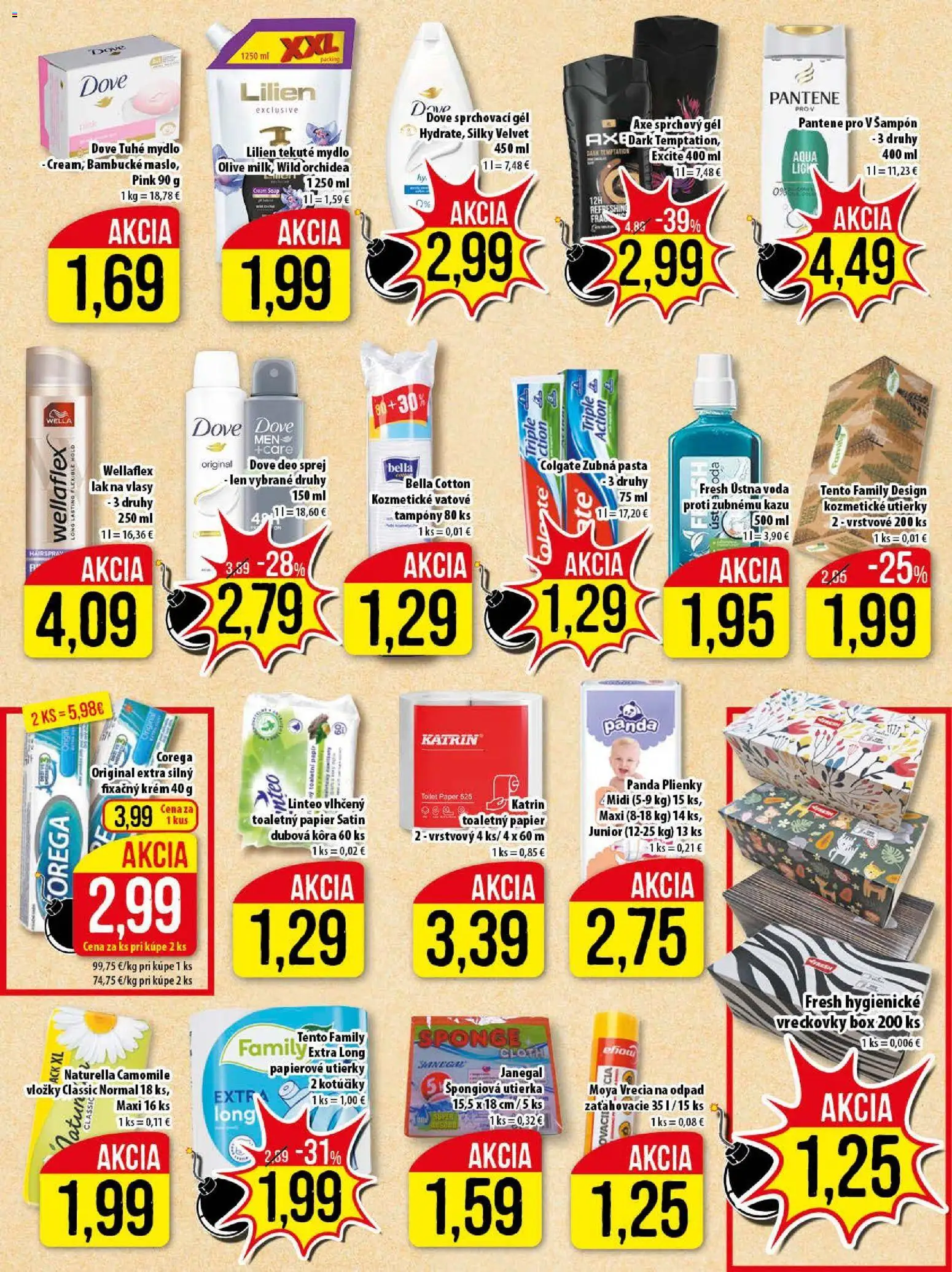 Nové Klas akcie – leták je platný od 19.01.2026 | Strana: 22 | Produkty: Sprchový gél, Ústna voda, Orchidea, Plienky