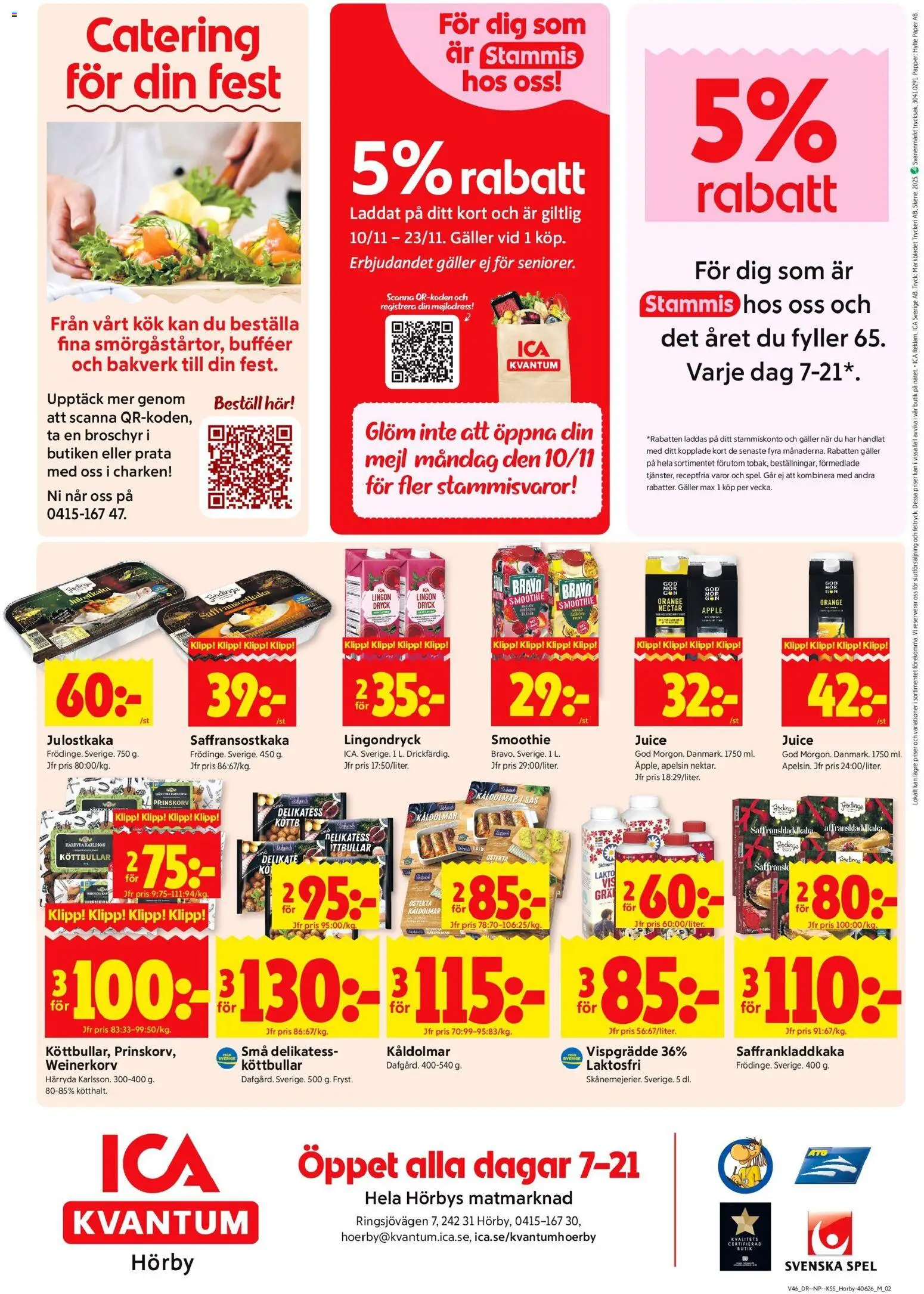 ICA Kvantum reklamblad aktuell från 10.11.2025 | Sida: 10 | Produkter: Köttbullar, Galler, Äpple, Vispgrädde