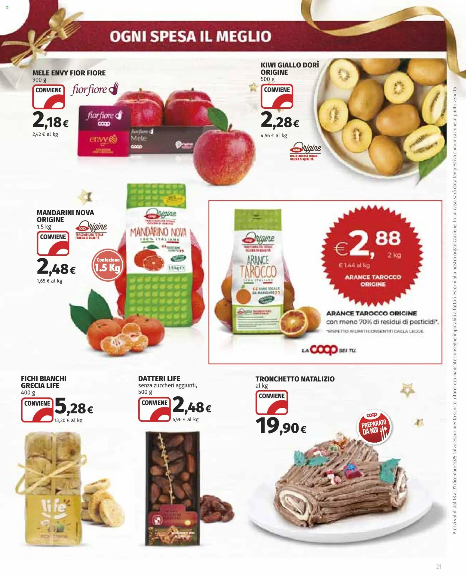 Volantino Ipercoop del 18.12.2025 | Pagina: 21 | Prodotti: Mele, Arance, Kiwi, Data