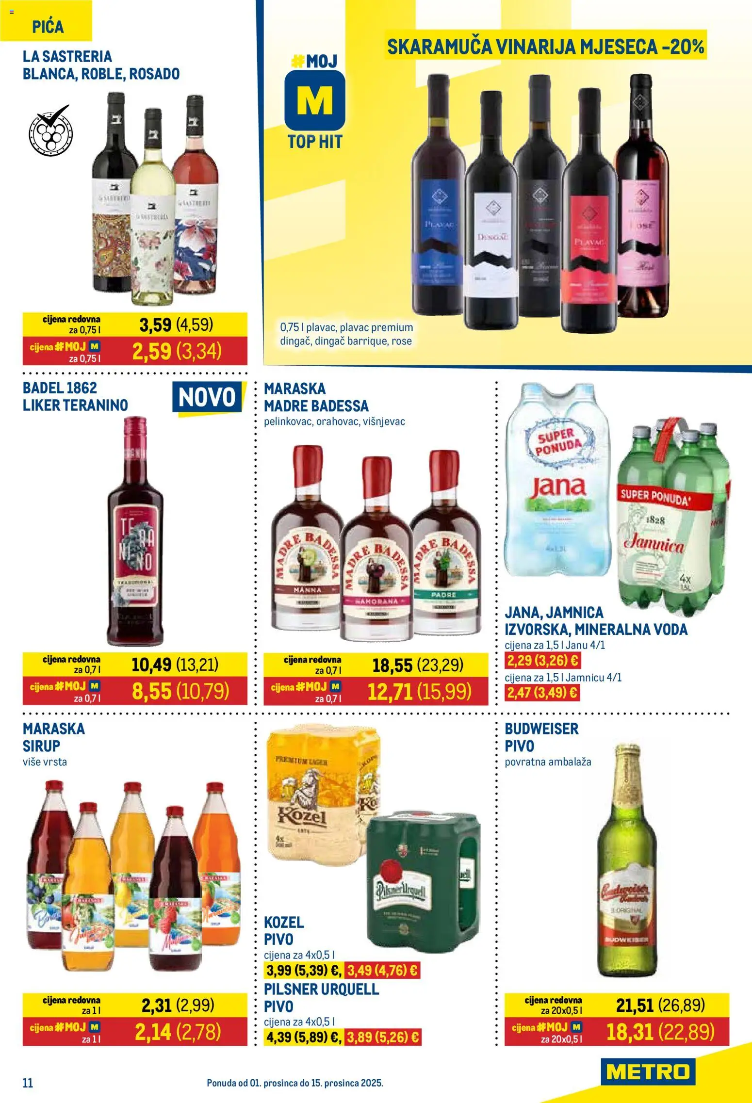Metro katalog | vrijedi od 01.12.2025 | Stranica: 11 | Proizvodi: Kozel, Pica, Jamnica, Voda