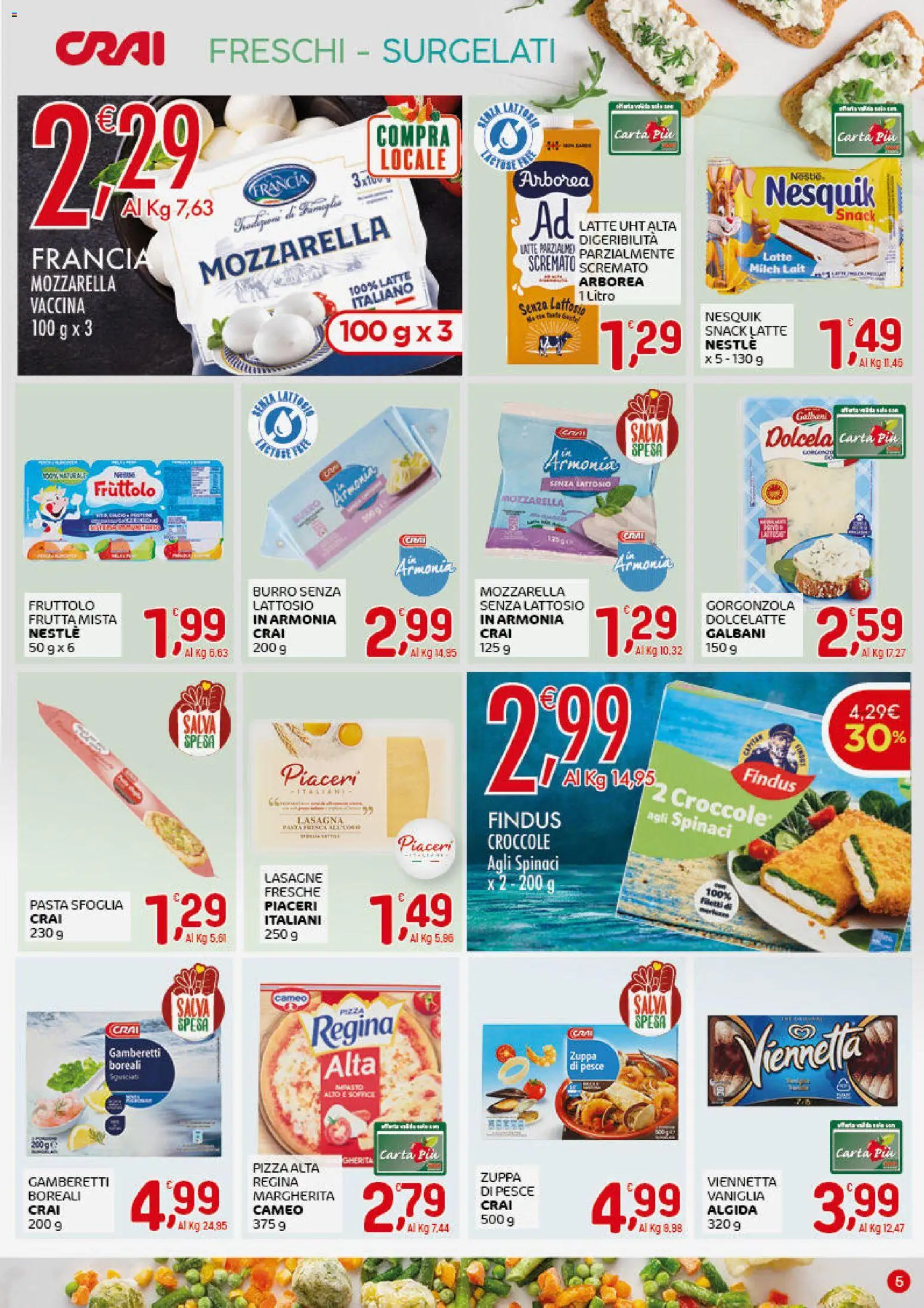 Volantino CRAI del 04.12.2025 | Pagina: 5 | Prodotti: Pesce, Lasagna, Spinaci, Gorgonzola